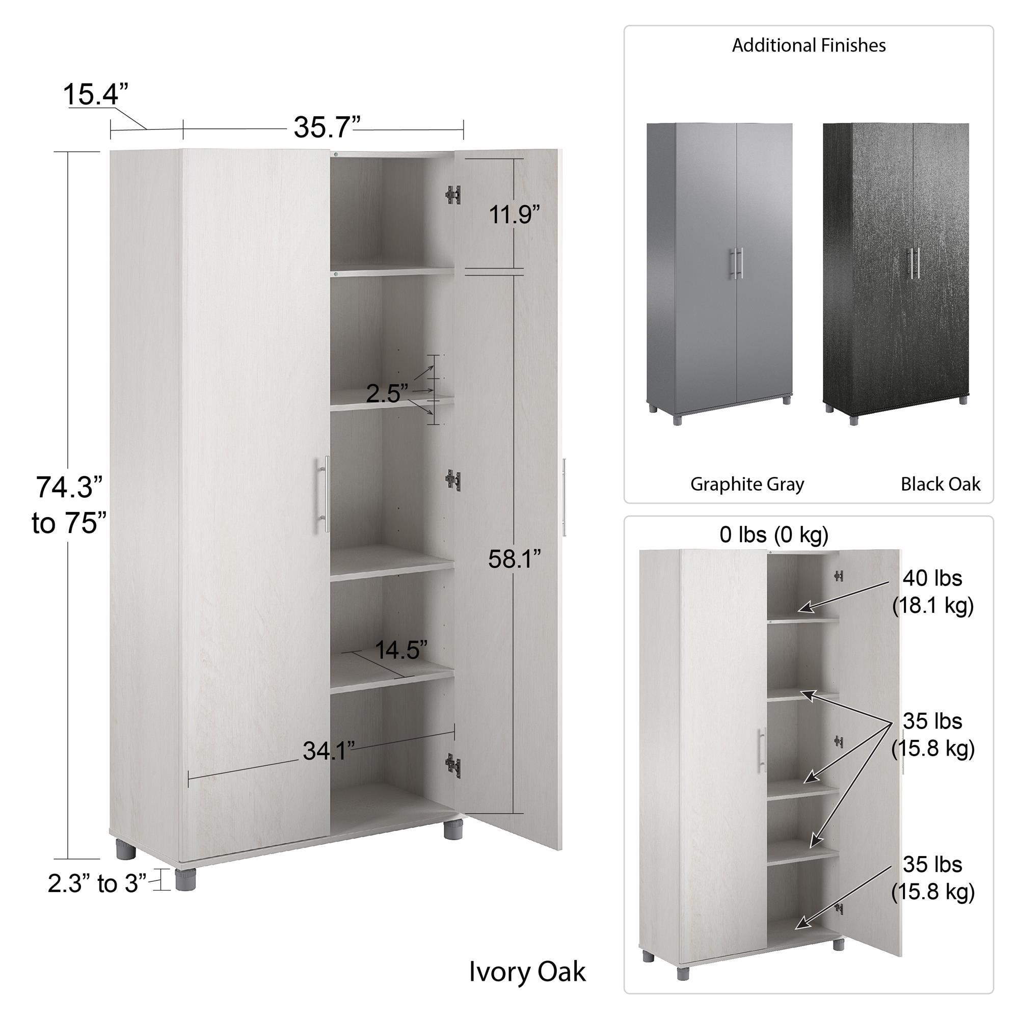 Systembuild Camberly 36" Utility Storage Cabinet, Ivory Oak