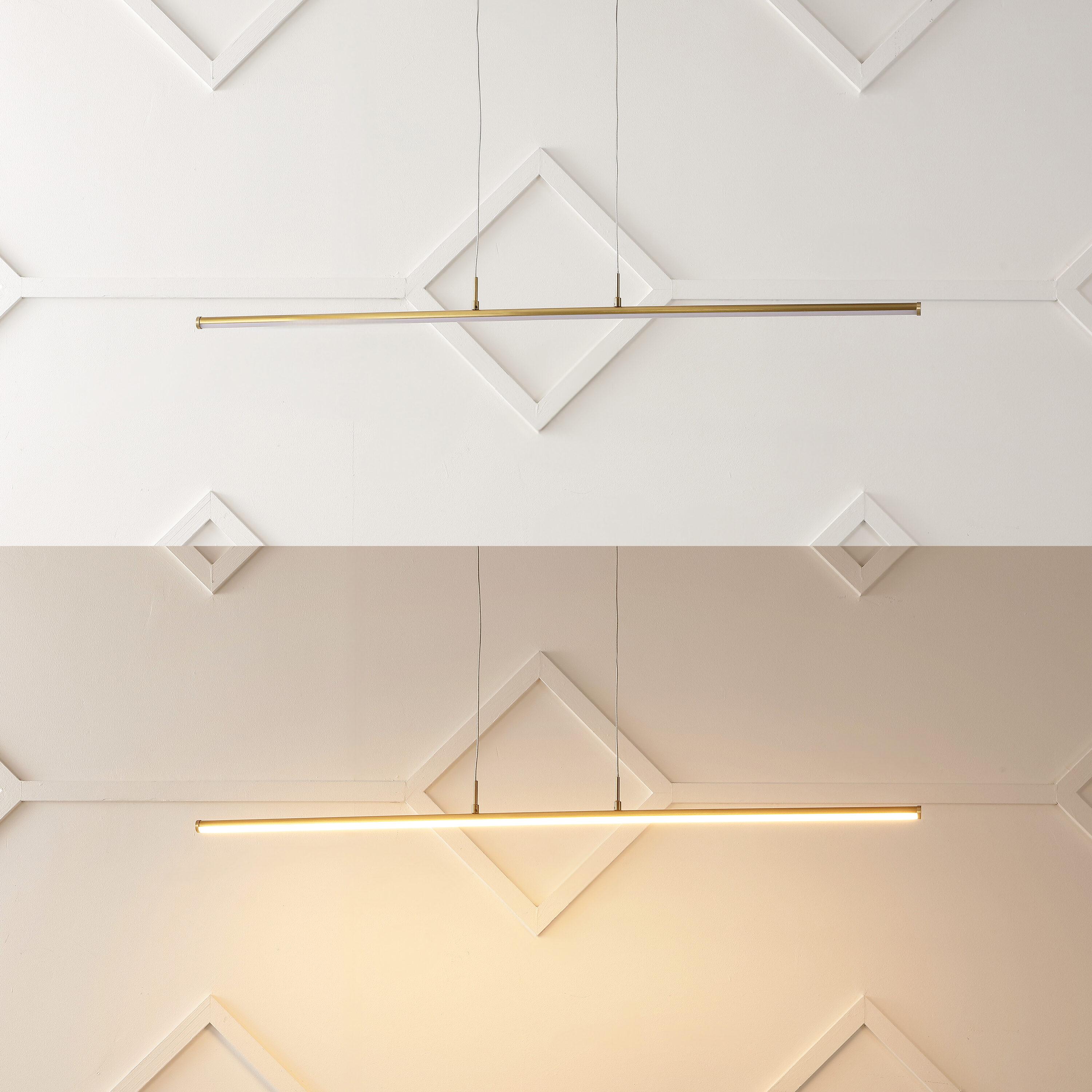 JONATHAN Y JYL7023C Conley 39.5" Adjustable Integrated LED Metal Linear Pendant, Brass Gold for Kitchen, Dining Room, Living Room
