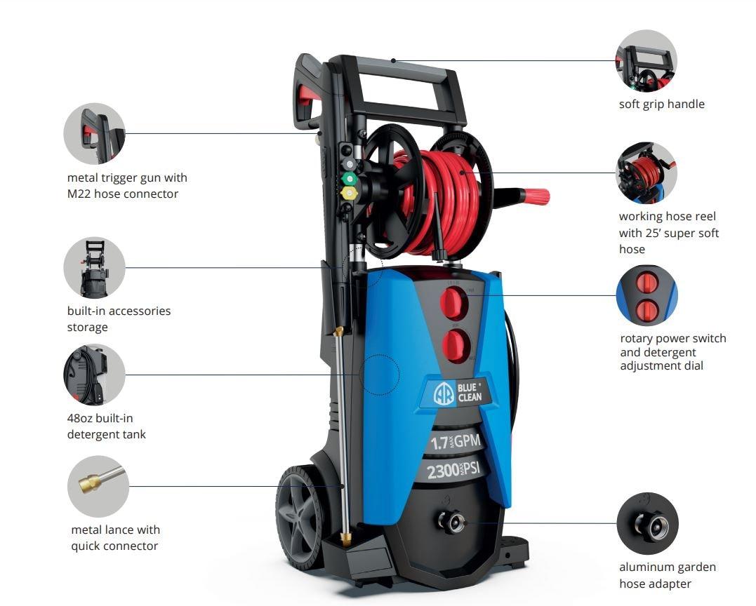 AR Blue Clean Electric Pressure Washer, 2300 PSI, 1.7 GPM