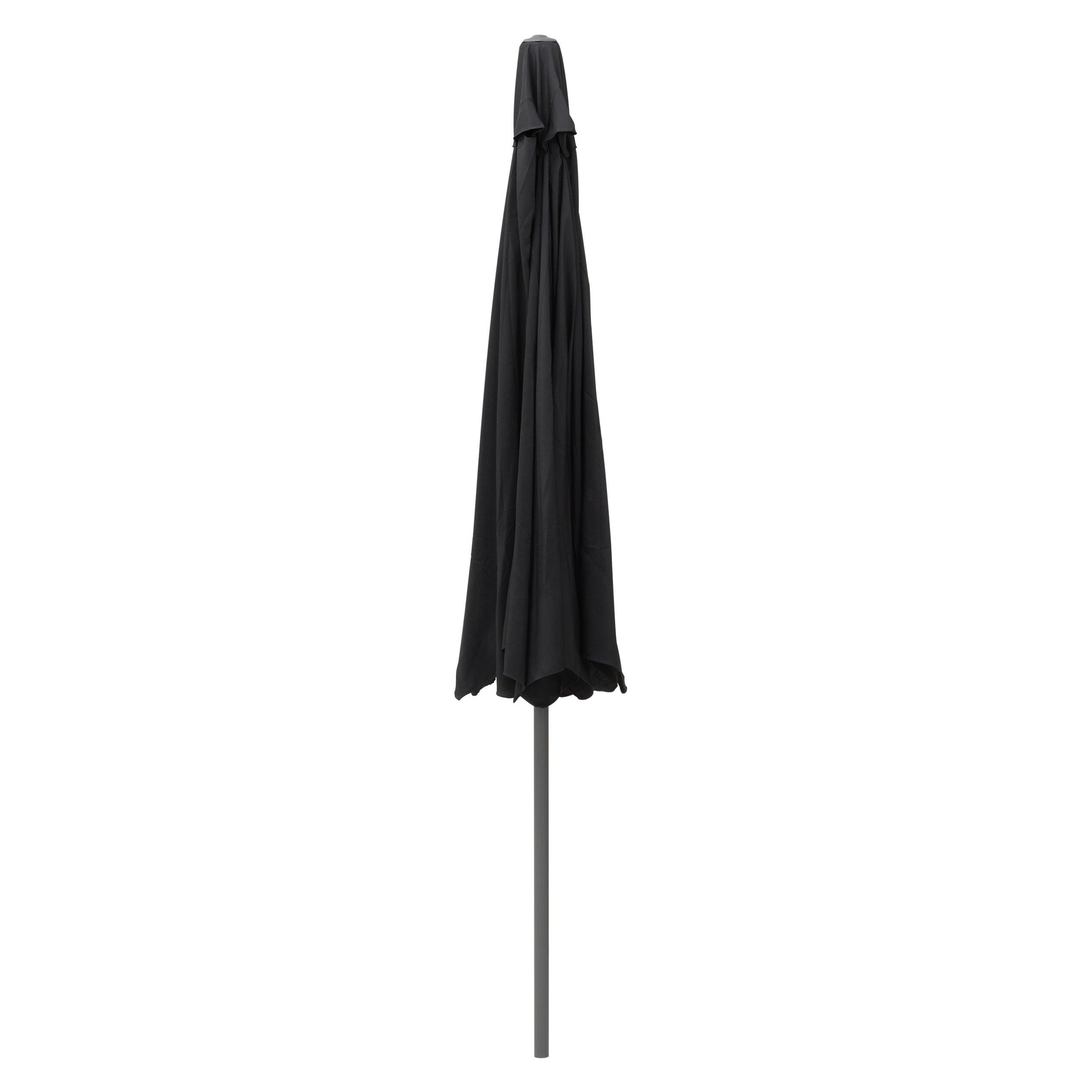 Round Modern Fabric & Steel Tilting Patio Umbrella in Black