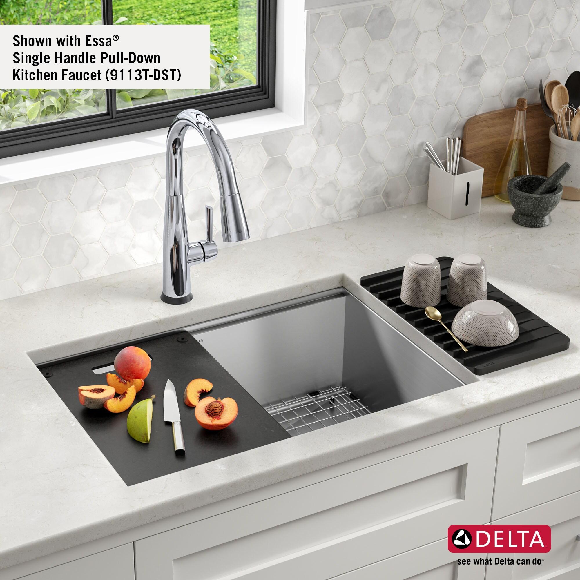 Delta Rivet™ 27" L Workstation Kitchen Sink Undermount 16 Gauge Stainless Steel Single Bowl with WorkFlow™ Ledge