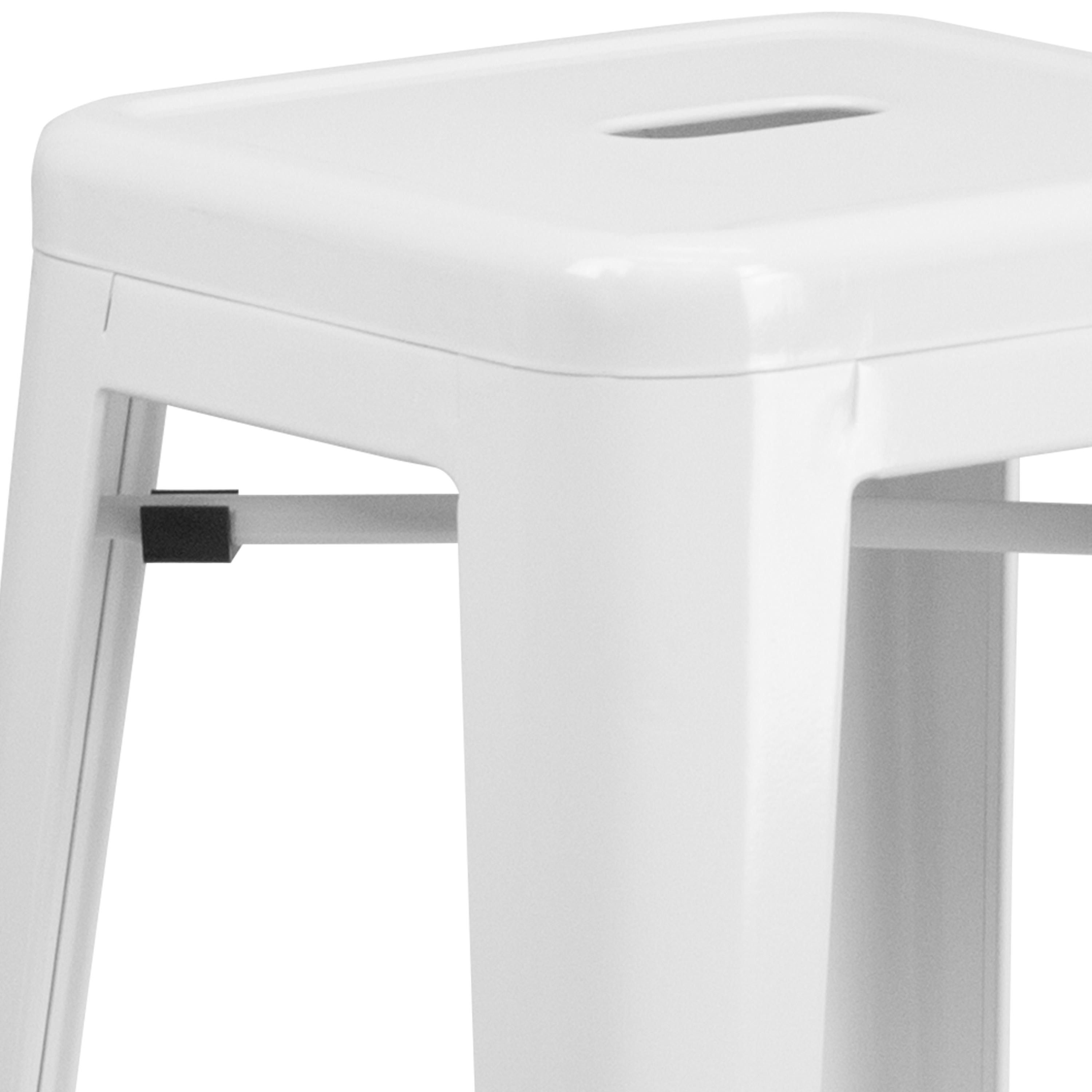 Flash Furniture Commercial Grade 30" High Backless White Metal Indoor-Outdoor Barstool with Square Seat