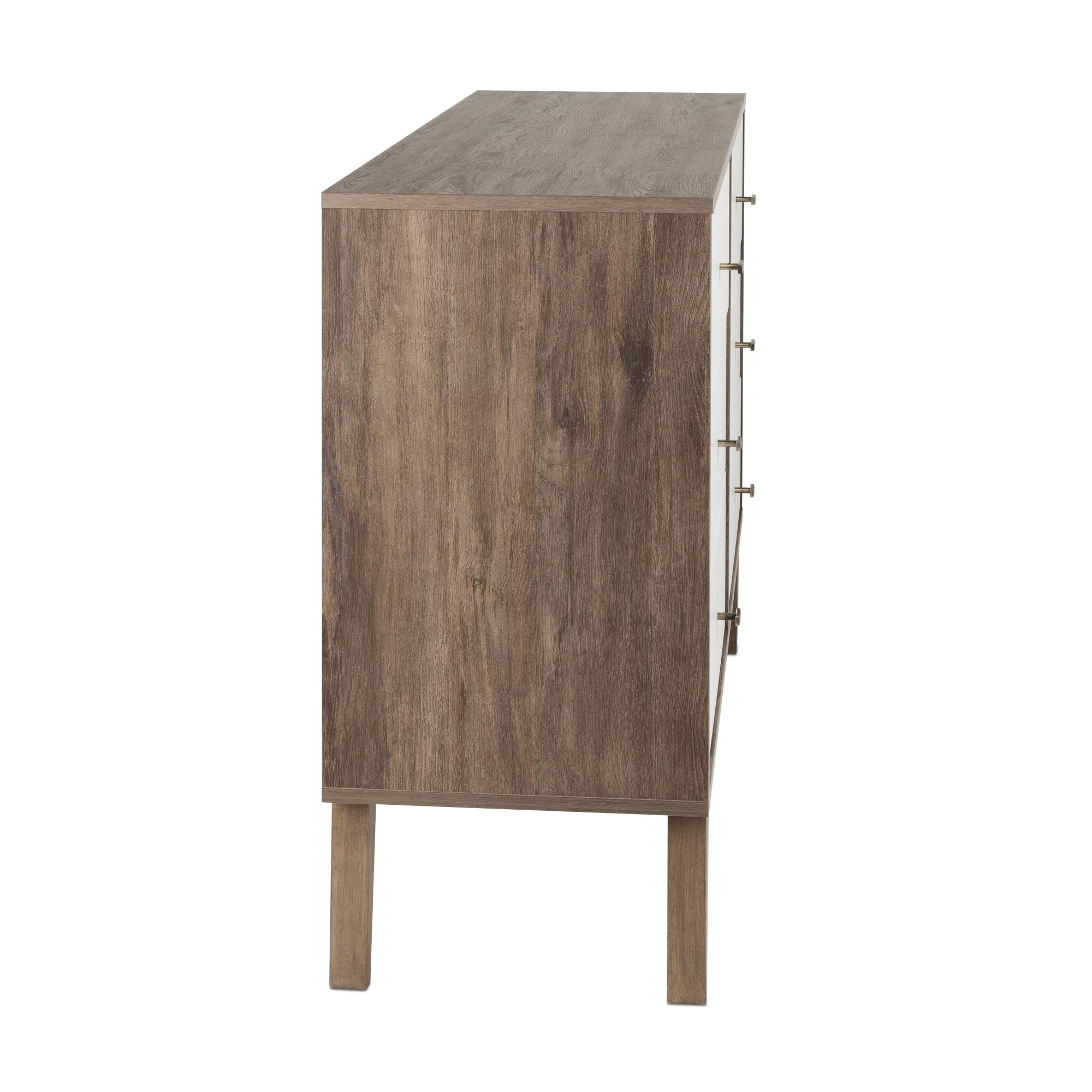 Milo Mid-Century Modern 6 Drawers Dresser Drifted Gray/White - Prepac