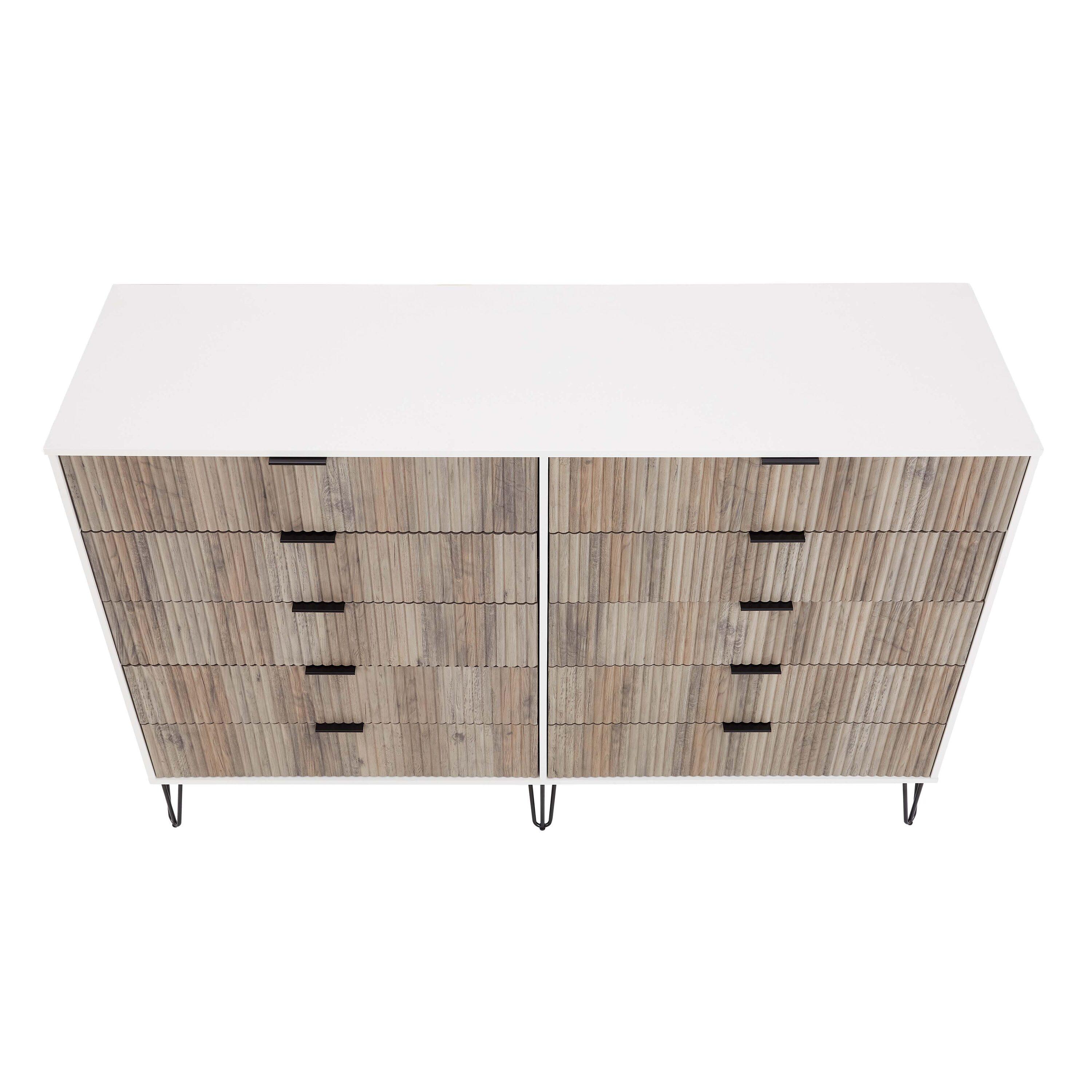 Manhattan Comfort Dumbo 10 Drawer Double Dresser White/Gray