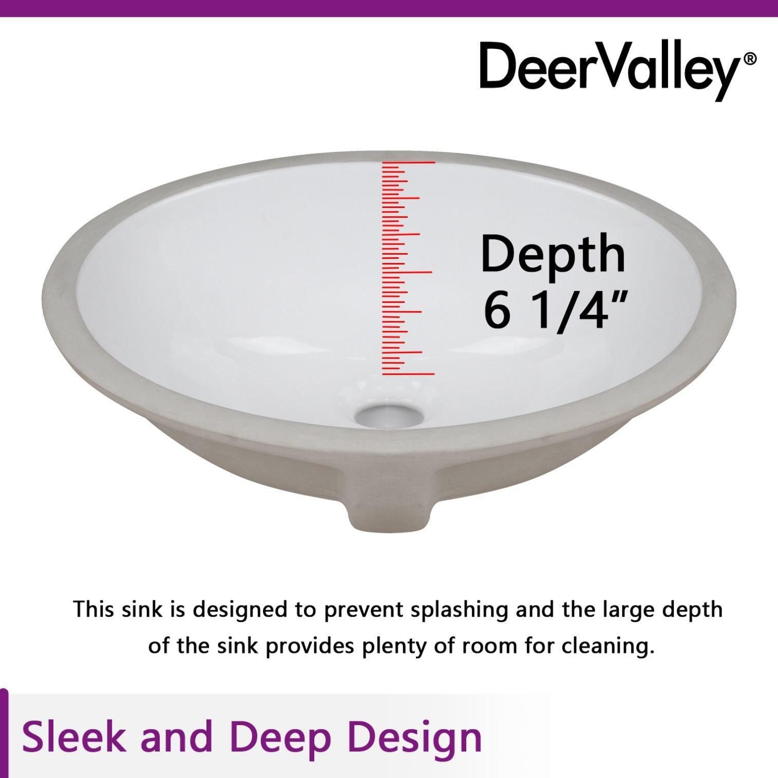 DeerValley Liberty 16.54" L x 13.39" W x 7.48" H Oval Vitreous China Undermount Bathroom Sink with Overflow