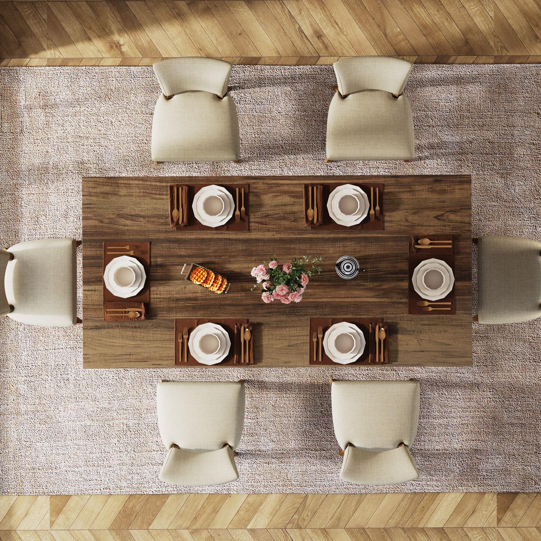 Tribesigns Dining Room Table for 4-6, 63" Farmhouse Wood Kitchen Table for Kitchen, Dark Brown