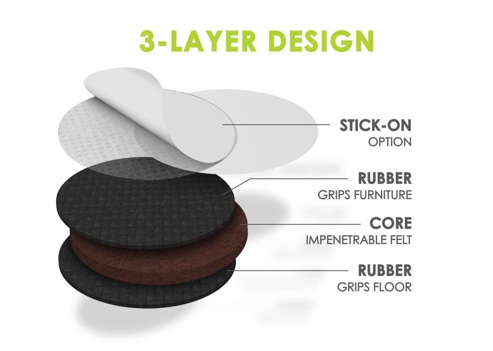 Slipstick 5020830 2 x 2 in. Black Round GorillaPads Rubber Self Adhesive Gripper Pad, 8 per Pack - Pack of 6