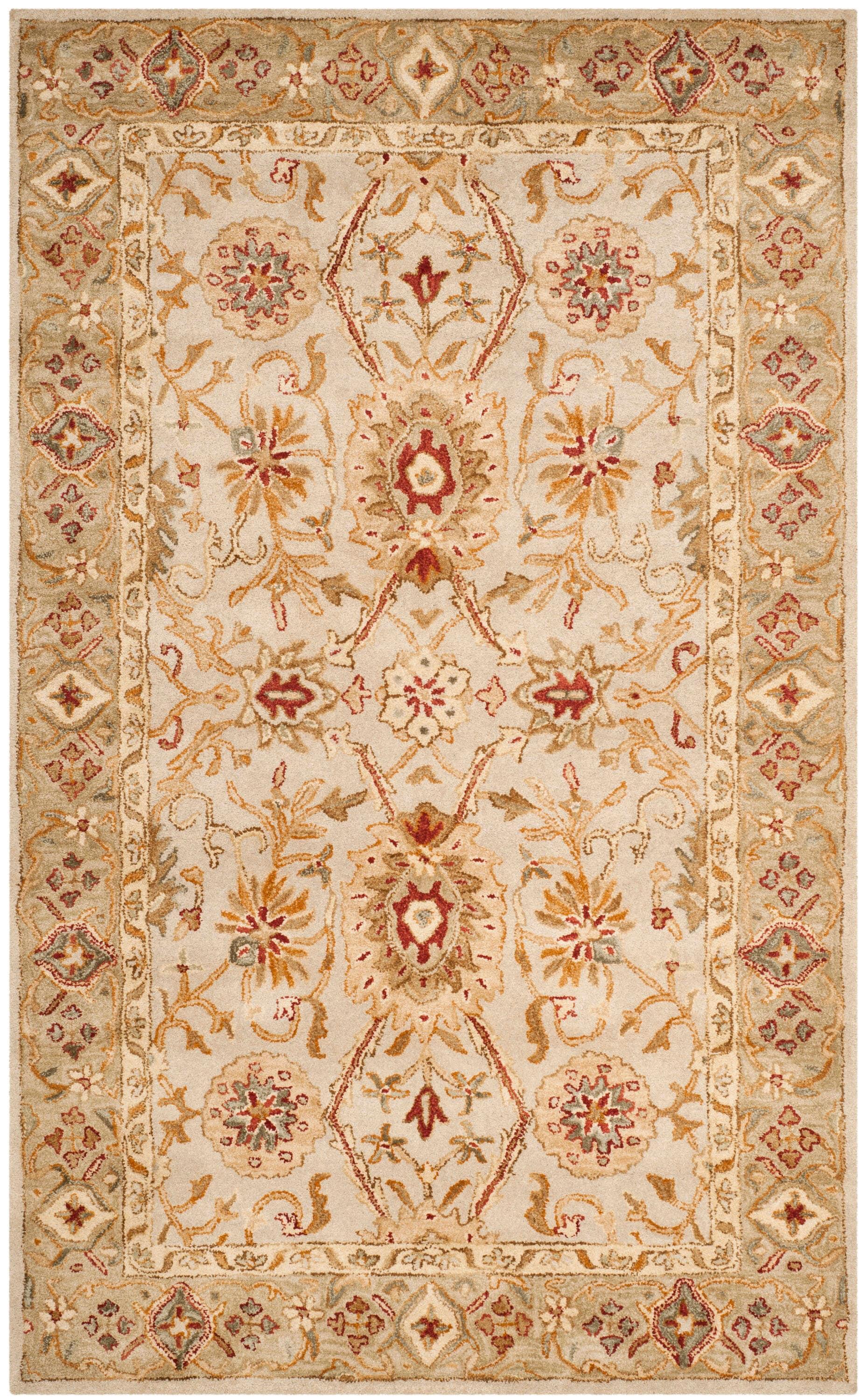 Antiquity AT816 Hand Tufted Indoor Area Rug - Grey Beige/Sage - 4'x6' - Safavieh