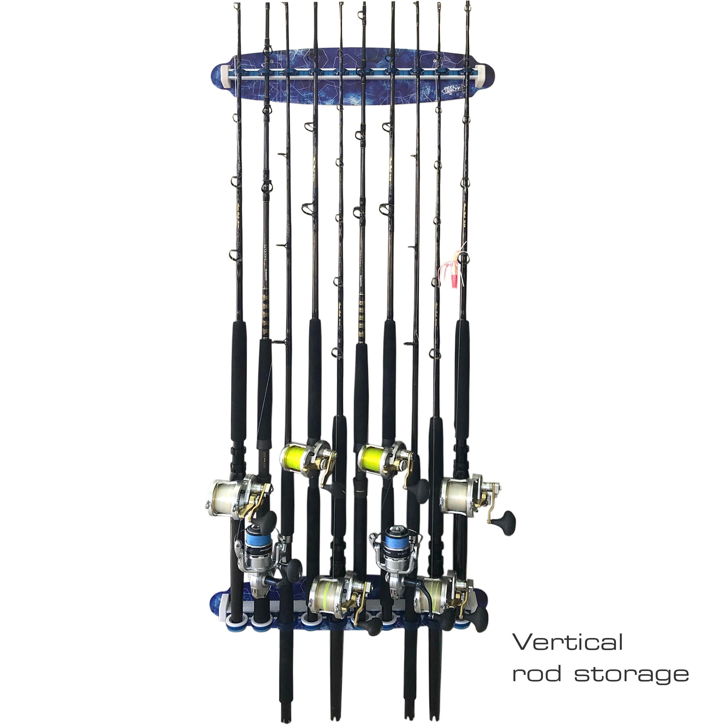 Reel Salty Saltwater 10 Rod Wall Rack - Sliding Track