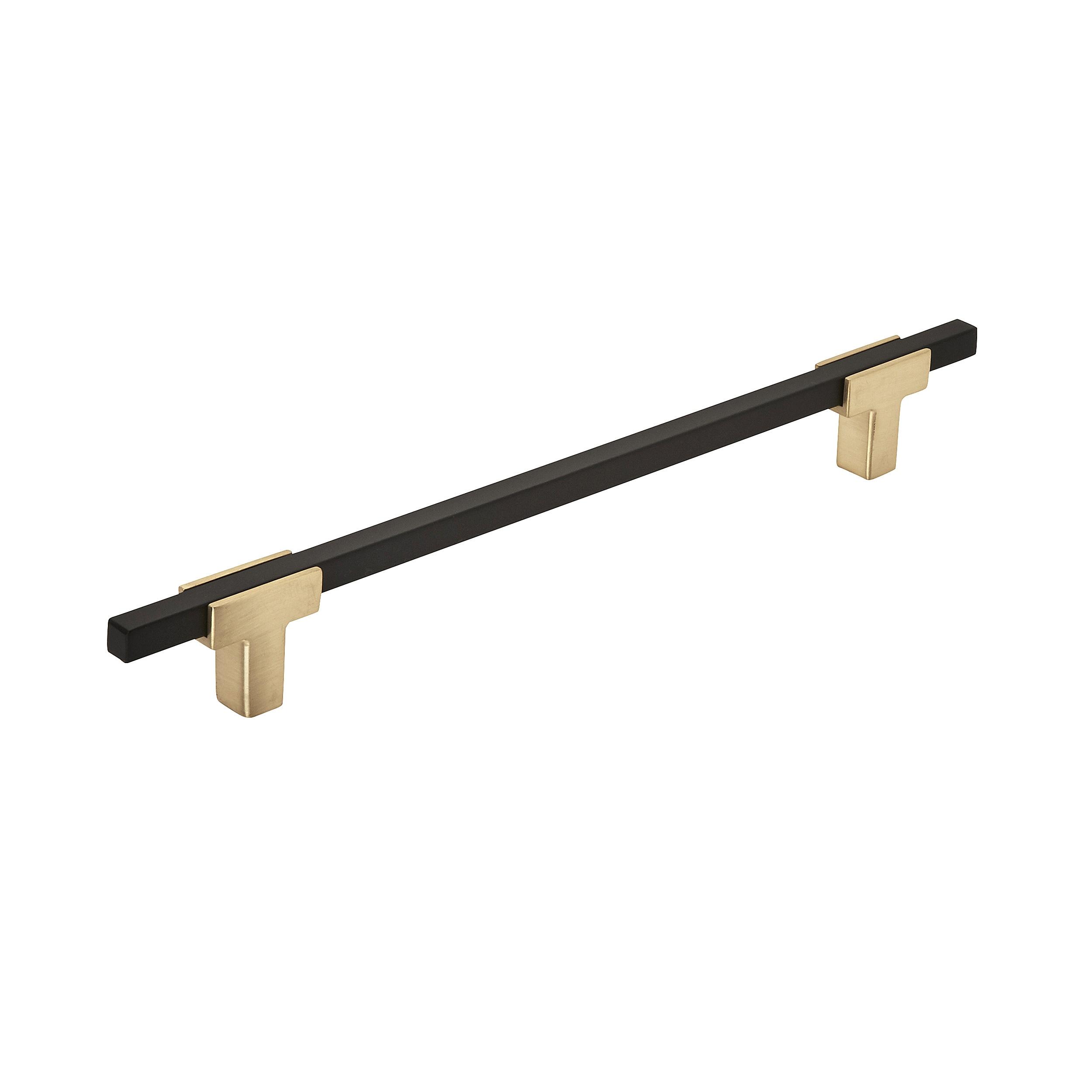 Amerock Urbanite 7-9/16 inch (192mm) Center-to-Center Brushed Gold/Matte Black Cabinet Pull