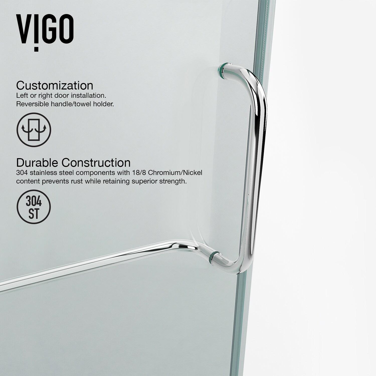 VIGO Piedmont 34" W x 34" D x 73" H Hinged Frameless Shower Enclosure with 3/8  Clear Glass VG6062CHCL36