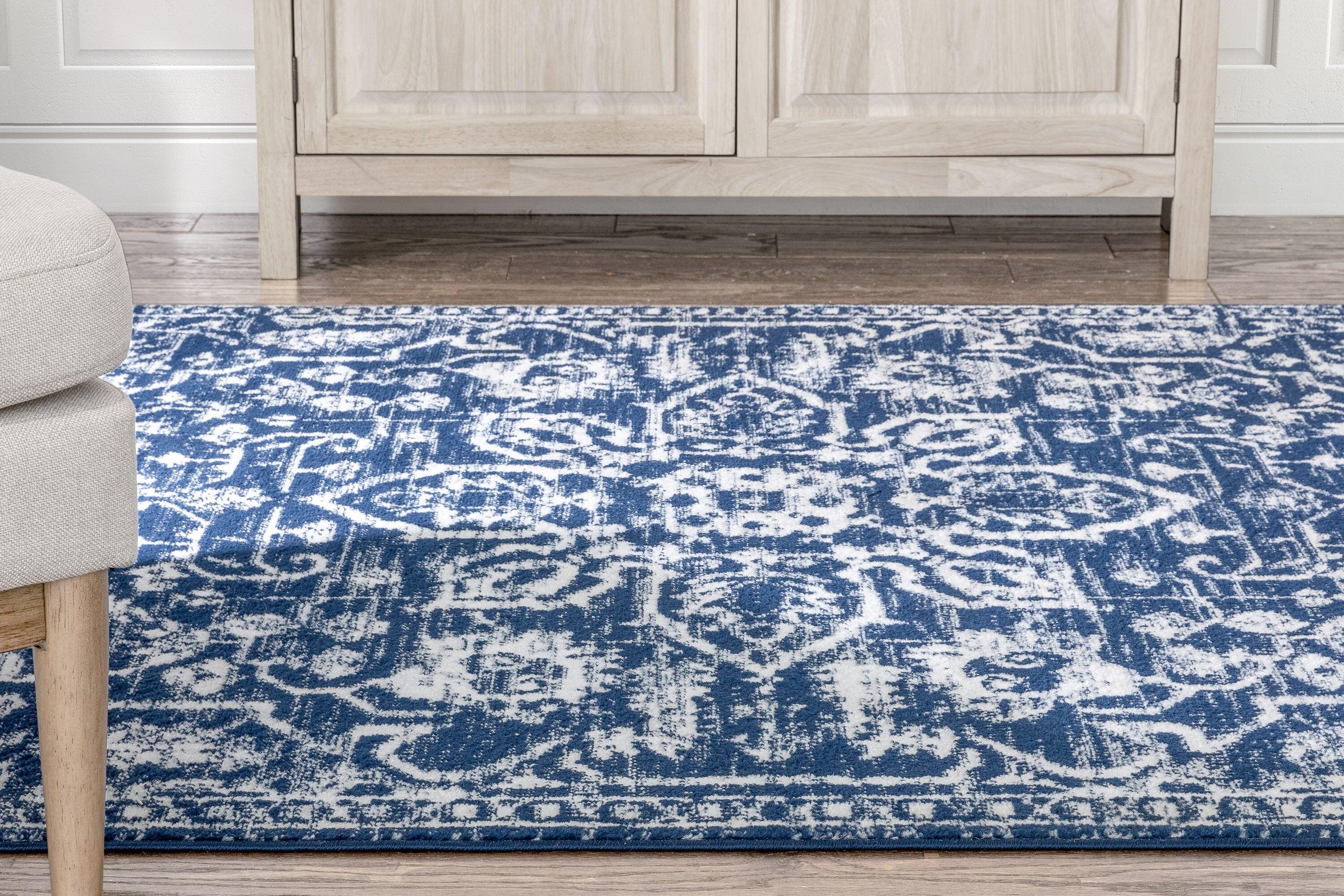 Well Woven Dazzle Disa Vintage Bohemian Oriental Floral Dark Blue 2'3" x 7'3" Runner Area Rug