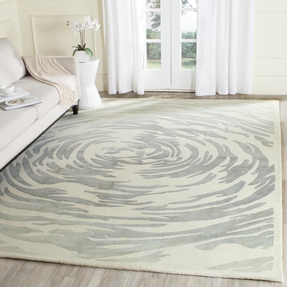 Bella BEL128 Hand Tufted Area Rug - Ivory/Grey - 5'x5' - Safavieh.