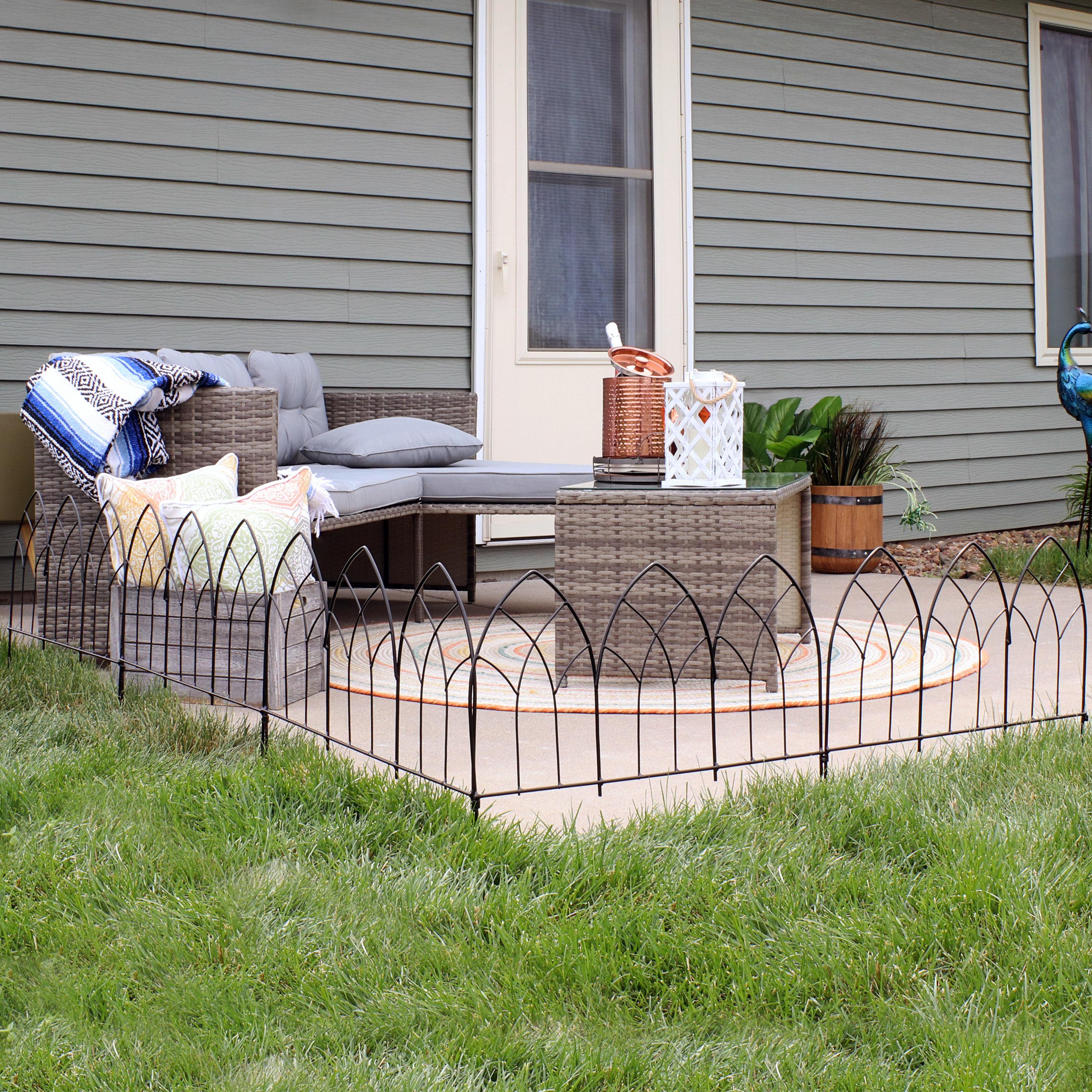 Sunnydaze Outdoor Lawn and Garden Metal Narbonne Style Decorative Border Fence Panel Set - 9' - Black - 5pk