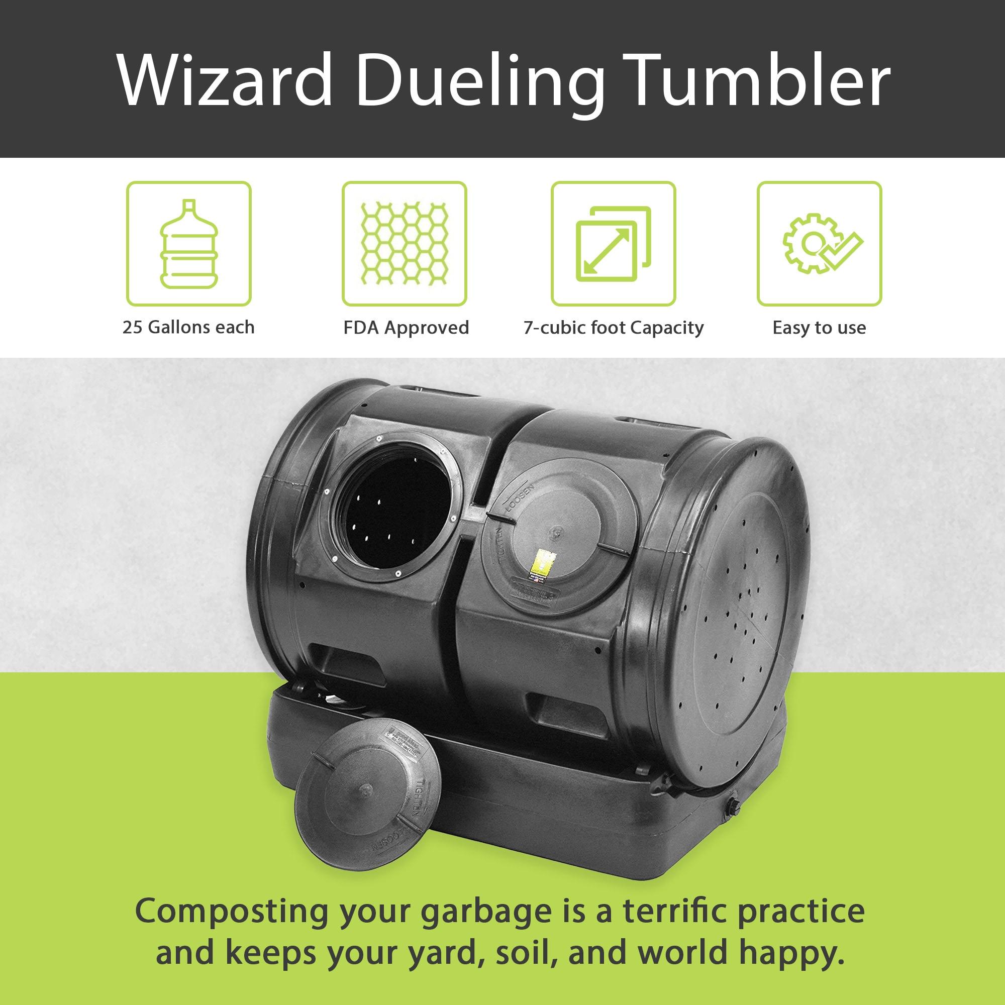 Good Ideas Compost Wizard 50 Gallons Plastic Outdoor Tumbler Composter with Latching Lid