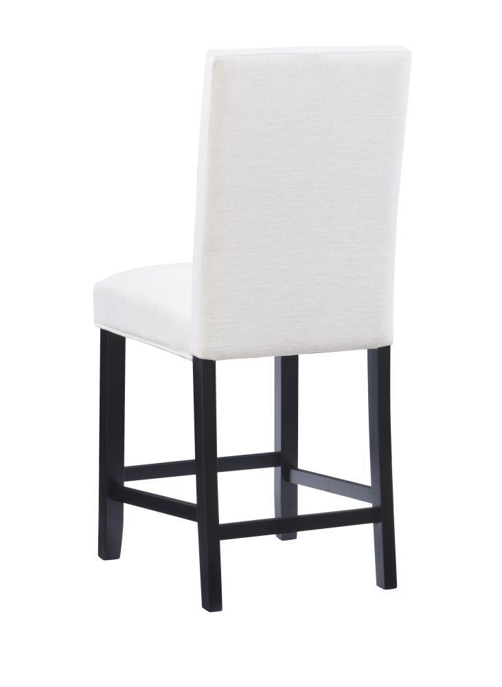 Linon 24" Stewart Padded Back and Seat Faux Leather Upholstered Counter Height Barstool - Glitz White: Elegant Nailhead Trim, Wood Legs