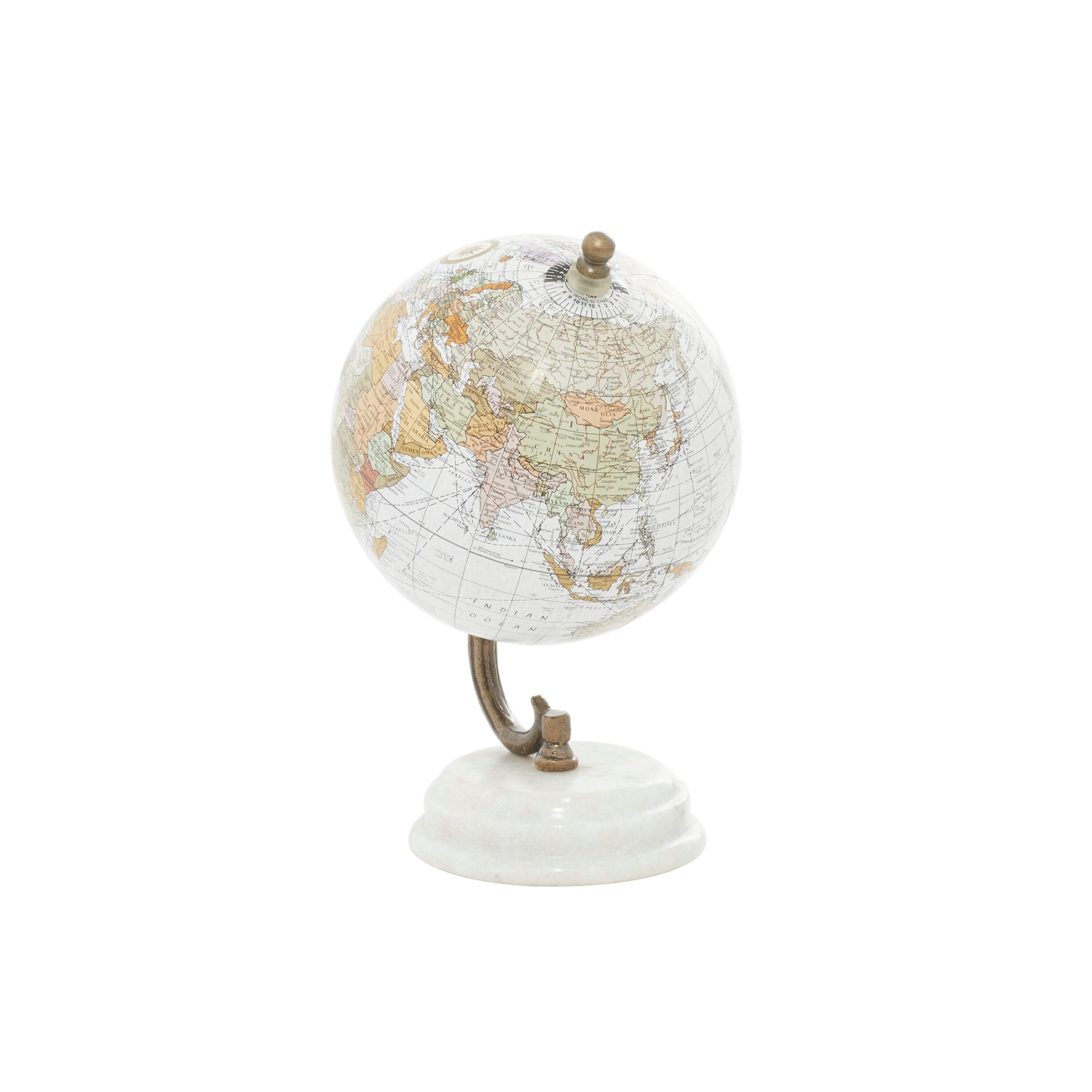 DecMode 5" White Globe with White Marble Base