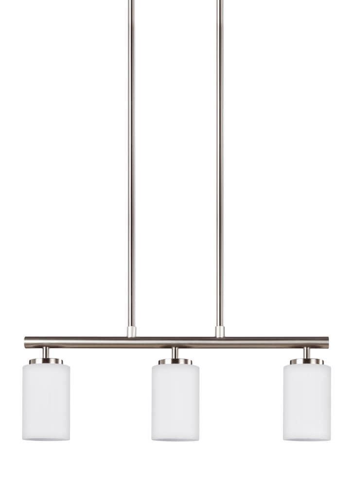 Generation Lighting Oslo 3 -Light Brushed Nickel Modern/contemporary Opal glass Cylinder Large Outdoor Hanging Pendant light