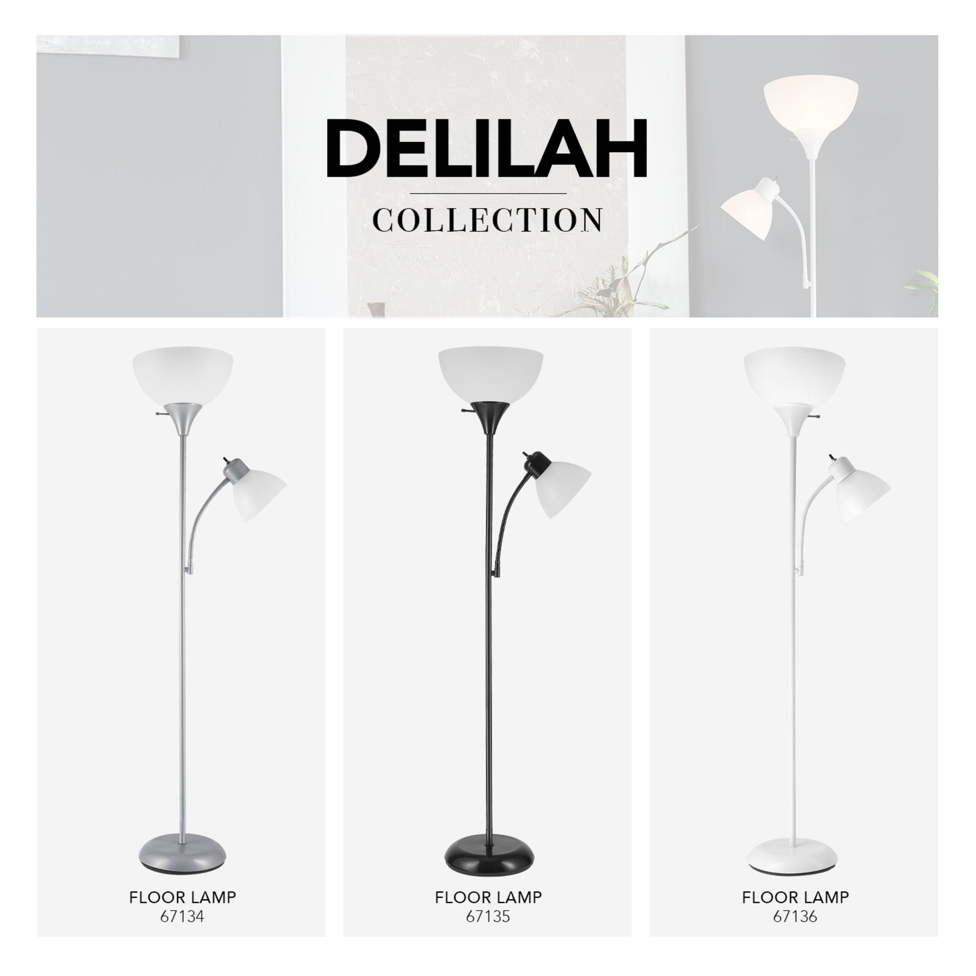 Globe Electric Delilah 72" Silver Torchiere Floor Lamp with Reading Light