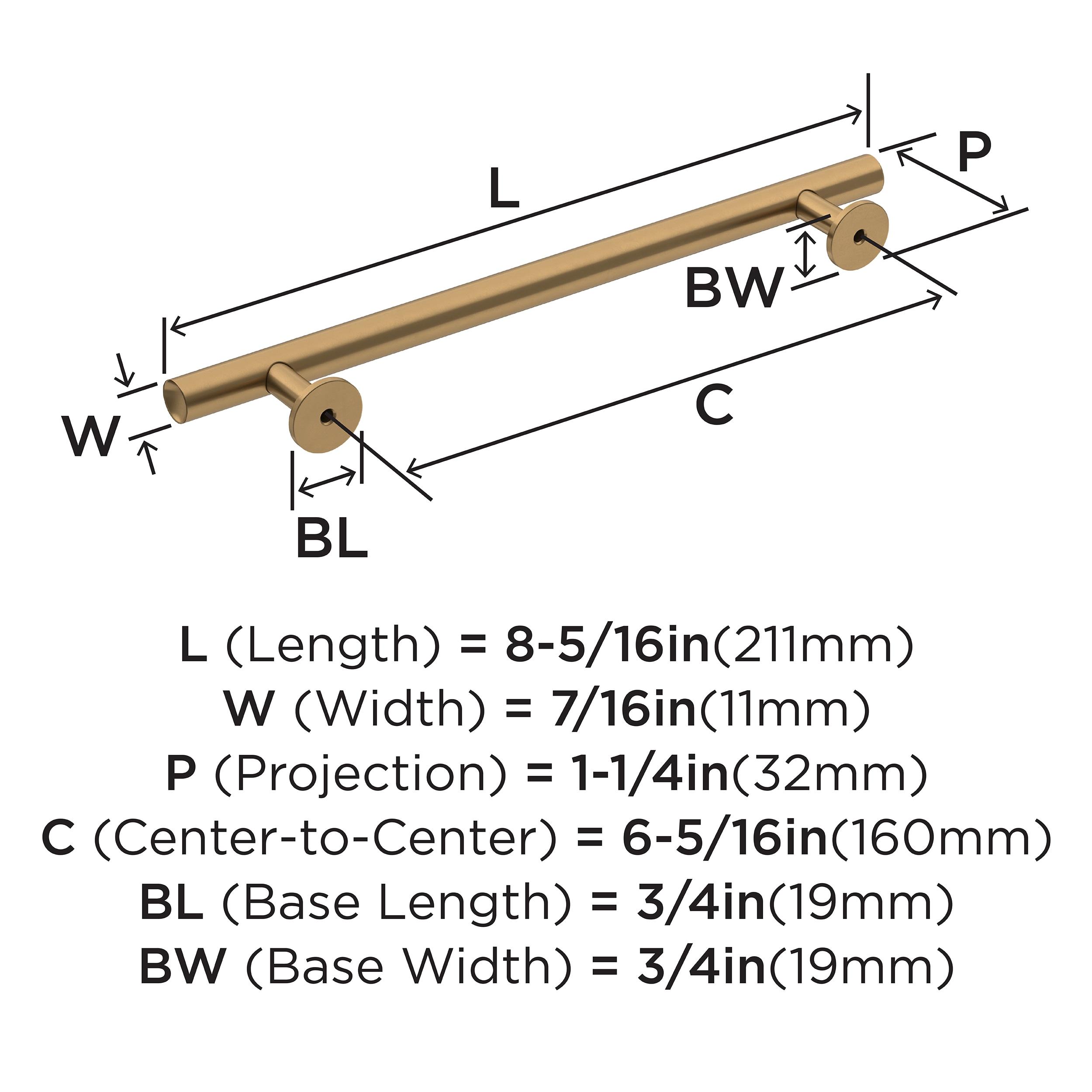 Amerock Radius 6-5/16 inch (160mm) Center-to-Center Champagne Bronze Cabinet Pull