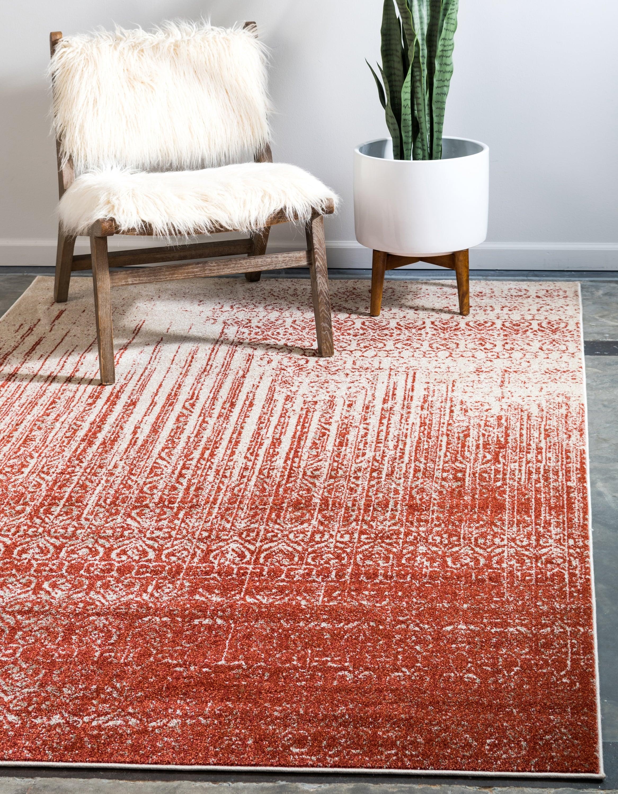 Unique Loom Del Mar Collection Area Rug - Jennifer (10' x 13' 1" Rectangle Red/Beige)