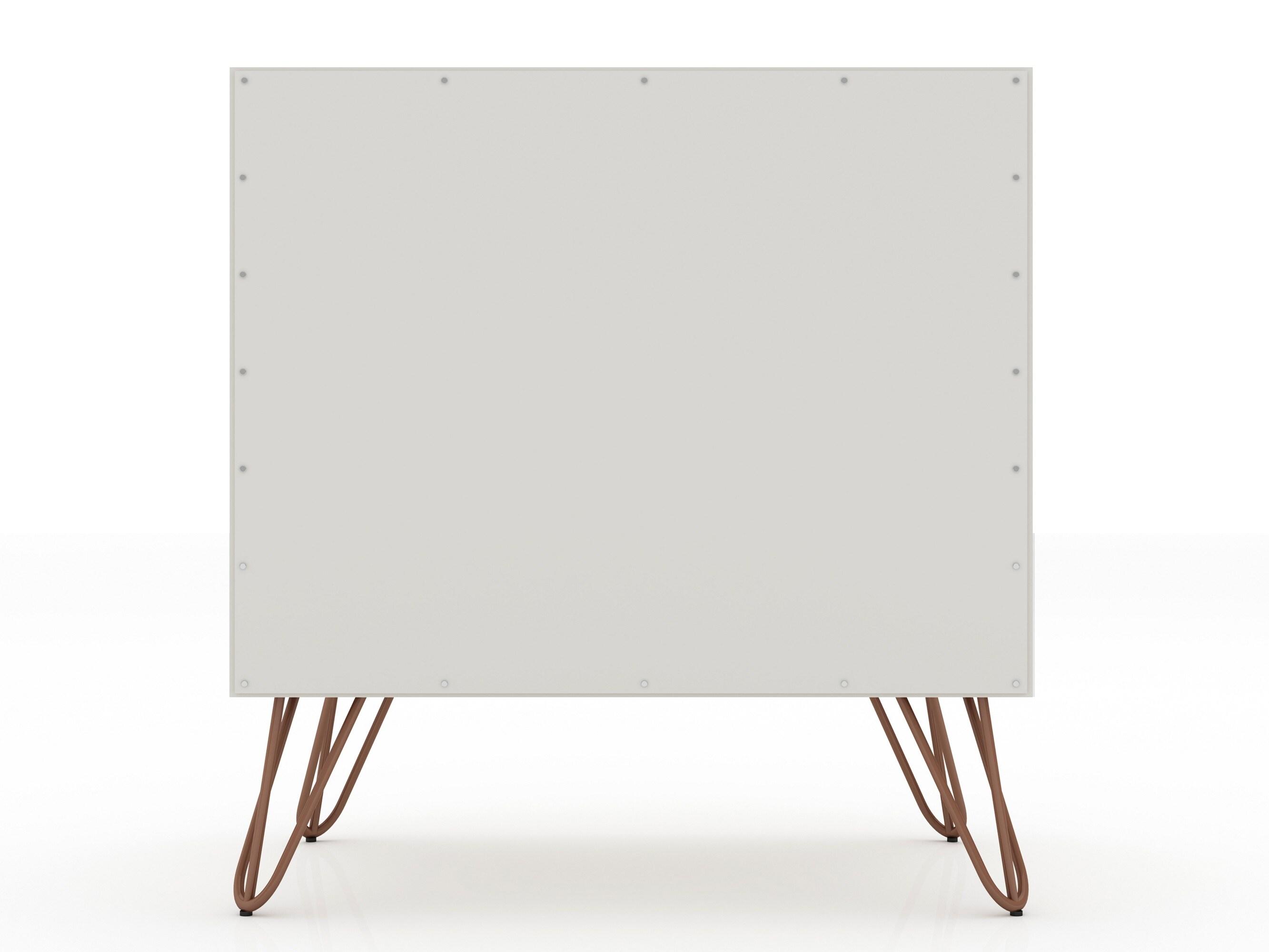 Set of 2 Rockefeller 1 Drawer Nightstands Off White/Nature - Manhattan Comfort