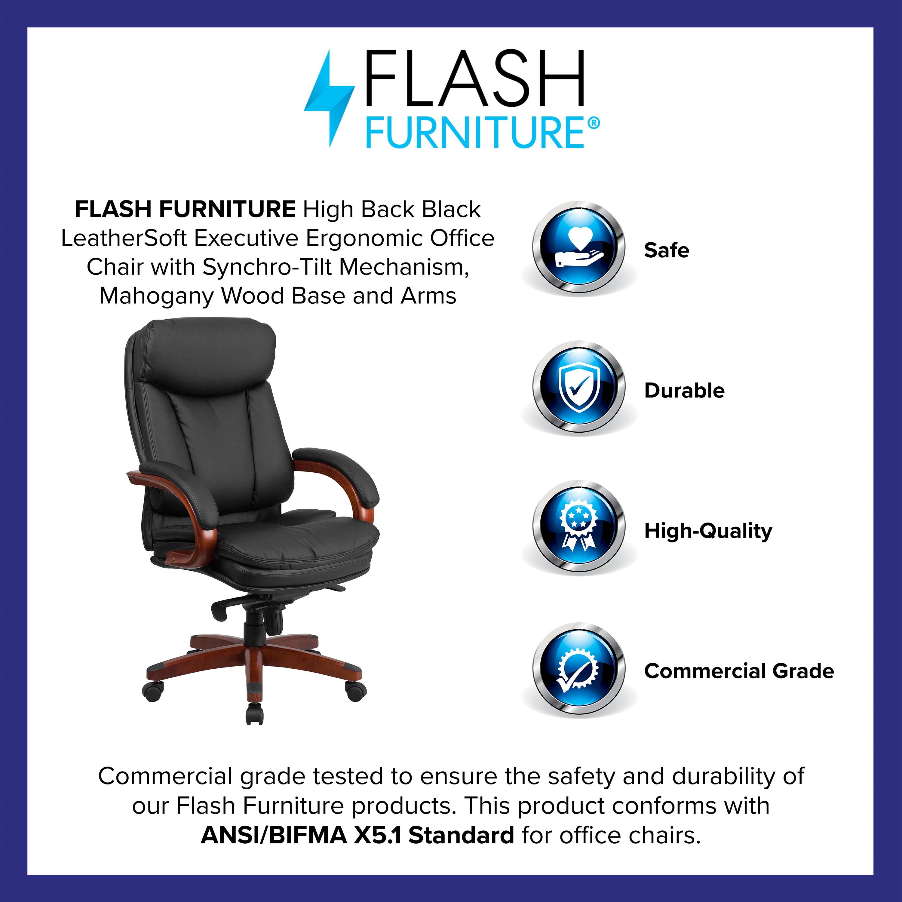 Flash Furniture High Back LeatherSoft Executive Swivel Ergonomic Office Chair with Synchro-Tilt Mechanism