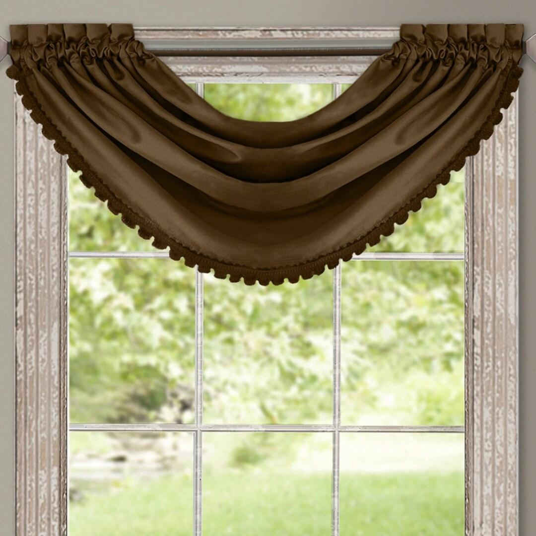 All Seasons Single Waterfall Window Valance - 52" x 36" - Chocolate - Elrene Home Fashions