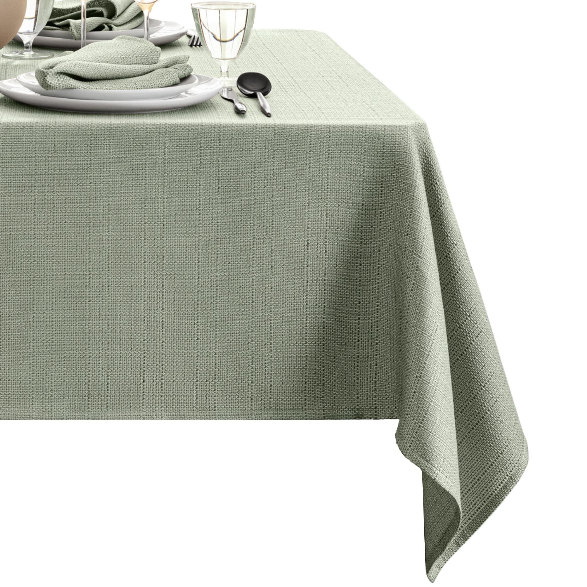 Laurel Solid Texture Water and Stain Resistant Tablecloth - 60" x 144" - Sage - Elrene Home Fashions