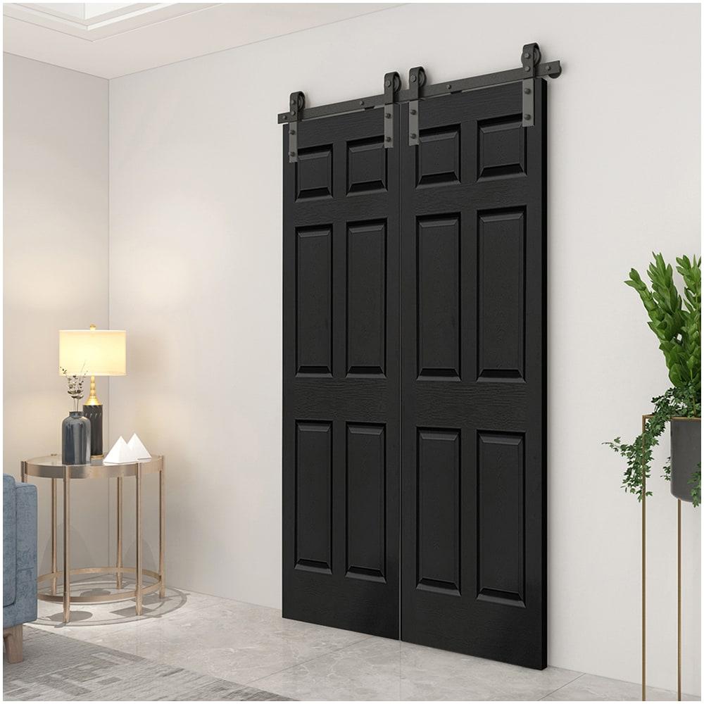 Calhome Paneled MDF Composite Double Bifold Barn Doors with Installation Hardware Kit