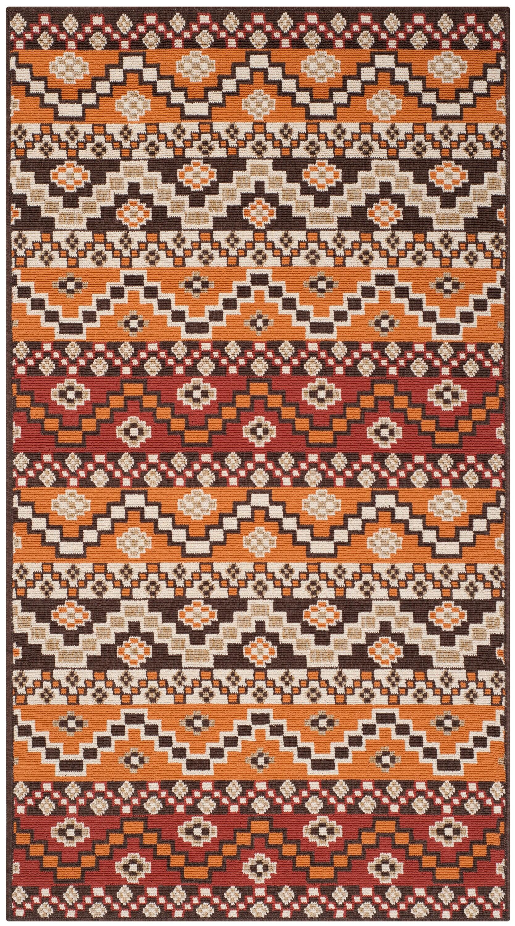 Veranda VER095 Power Loomed Indoor and Outdoor Accent Rug - Red/Chocolate - 2'7"x5' - Safavieh.