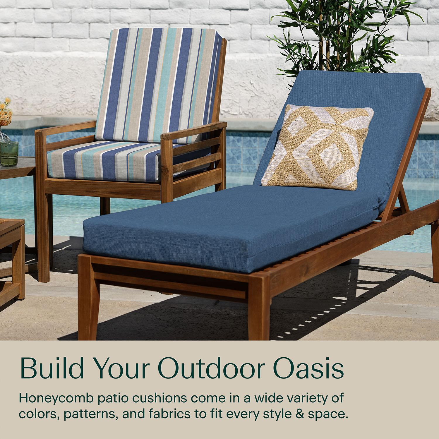 Honeycomb Outdoor Chaise Lounge Cushion - Textured Solid Pacific Blue