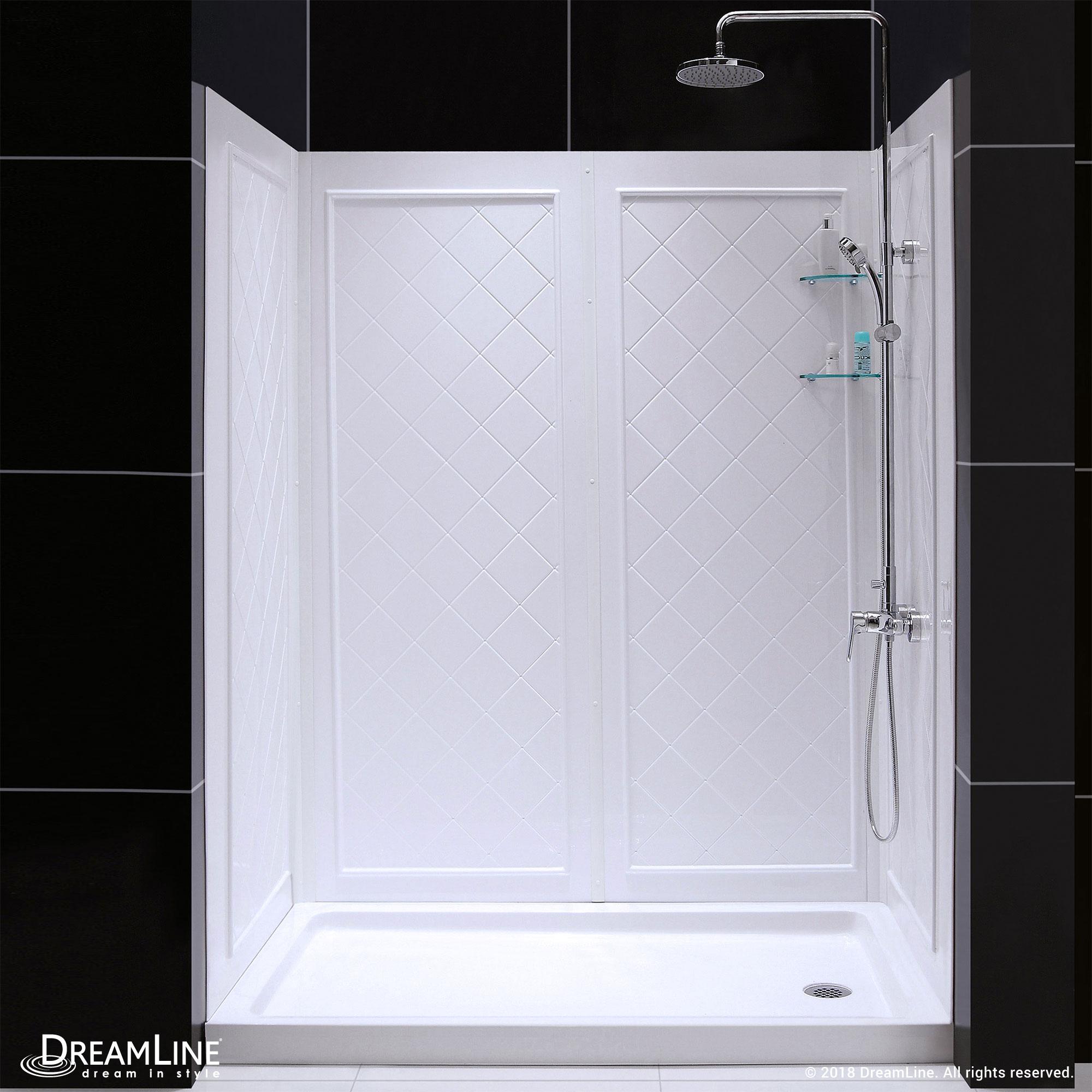 Infinity-Z 60" W x 30" D x 76.75" H Semi-Frameless Rectangle Shower Enclosure with Towel Bar and Base Included