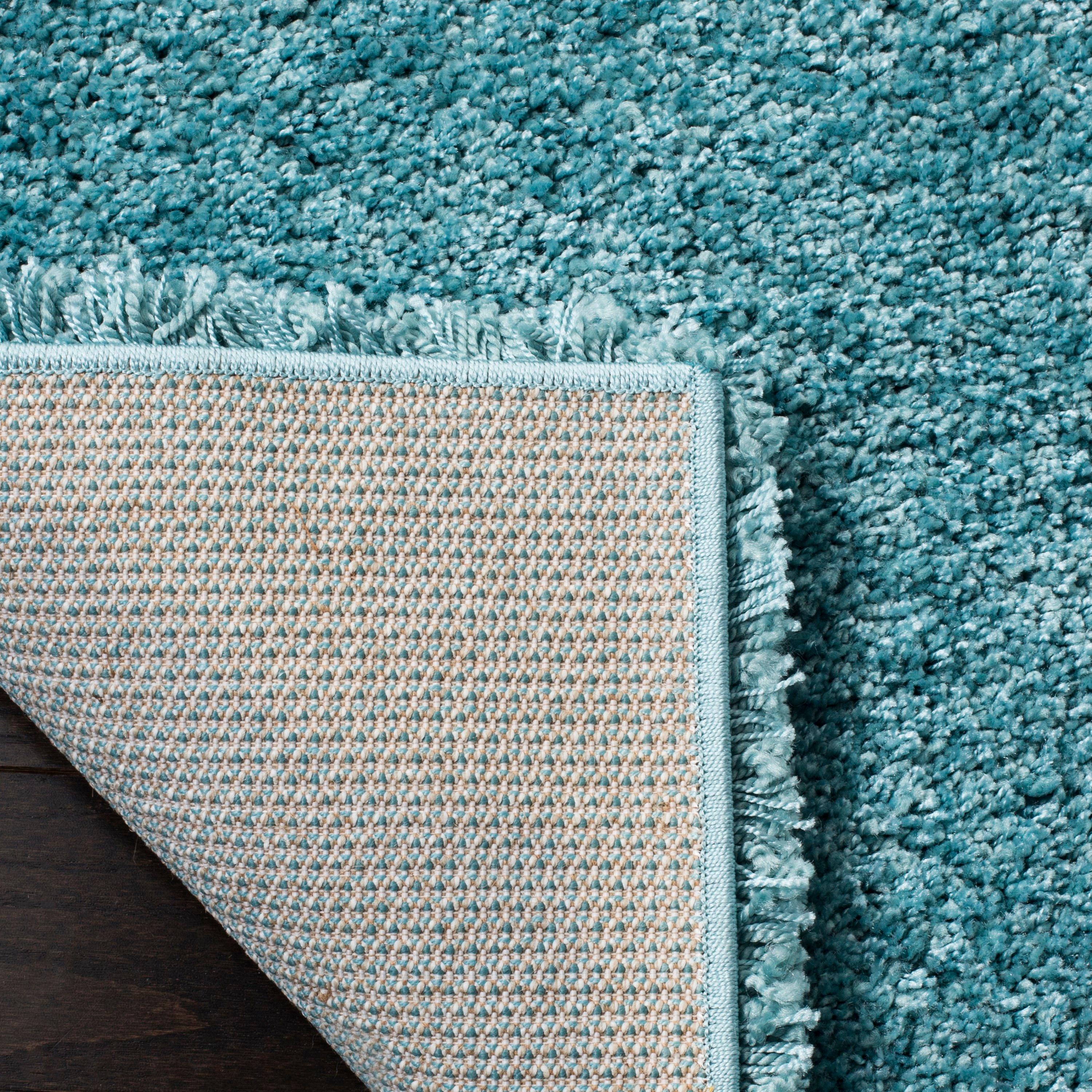 SAFAVIEH Milan Harlow Solid Plush Shag Area Rug, Aqua Blue, 10' x 10' Square