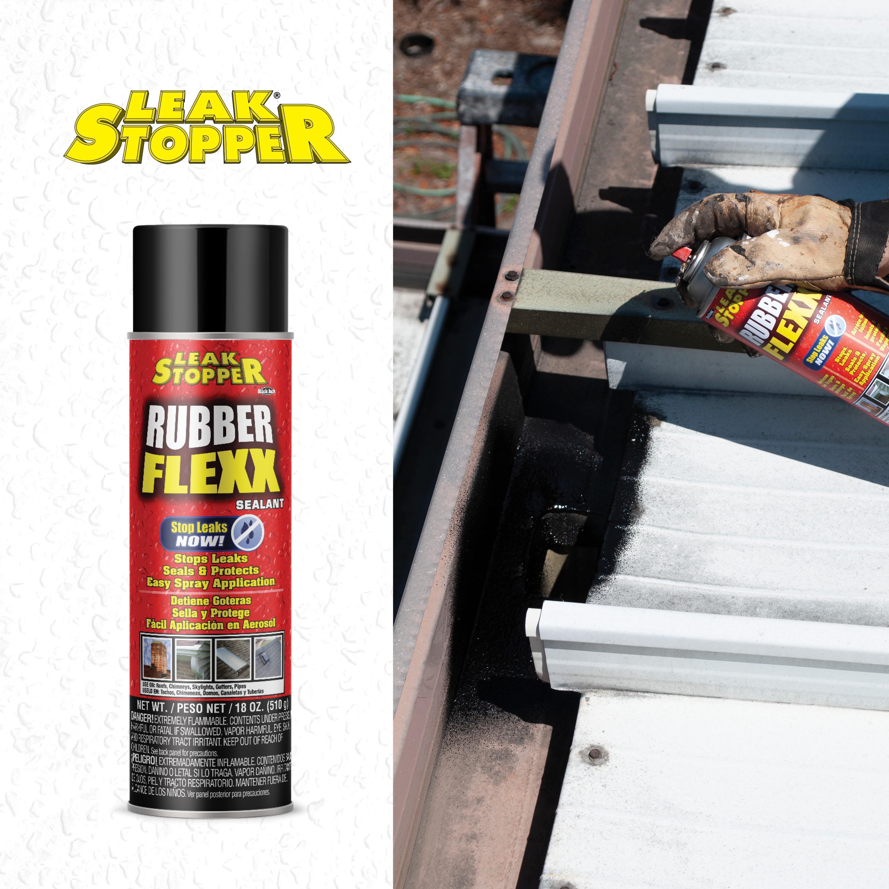 Leak Stopper Rubber Flexx - 15oz Waterproof Repair & Sealant Spray, Black, 1 Pack