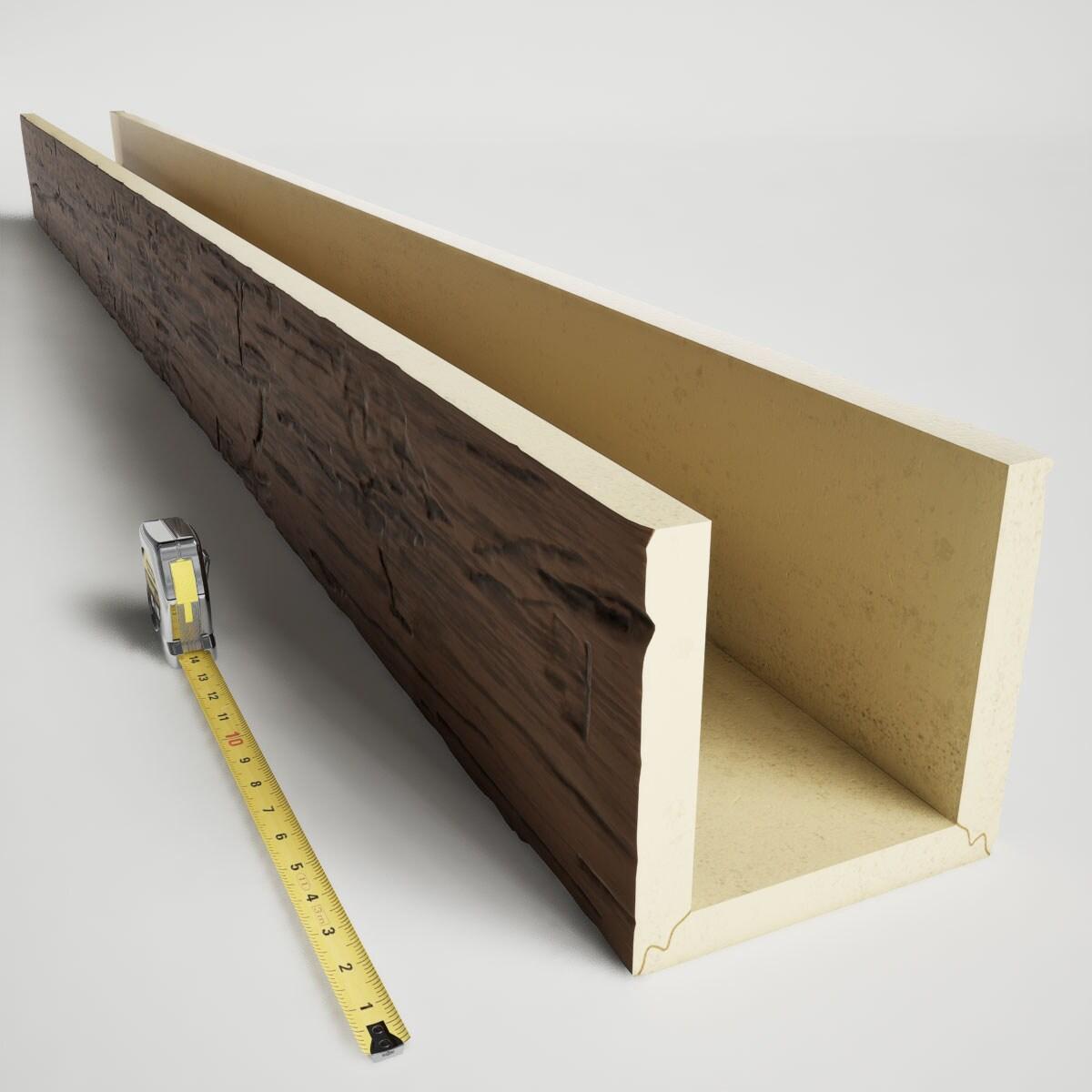 6 in. x 4 in. x 12 ft. 3-Sided (U-Beam) Hand Hewn Premium Aged Faux Wood Ceiling Beam