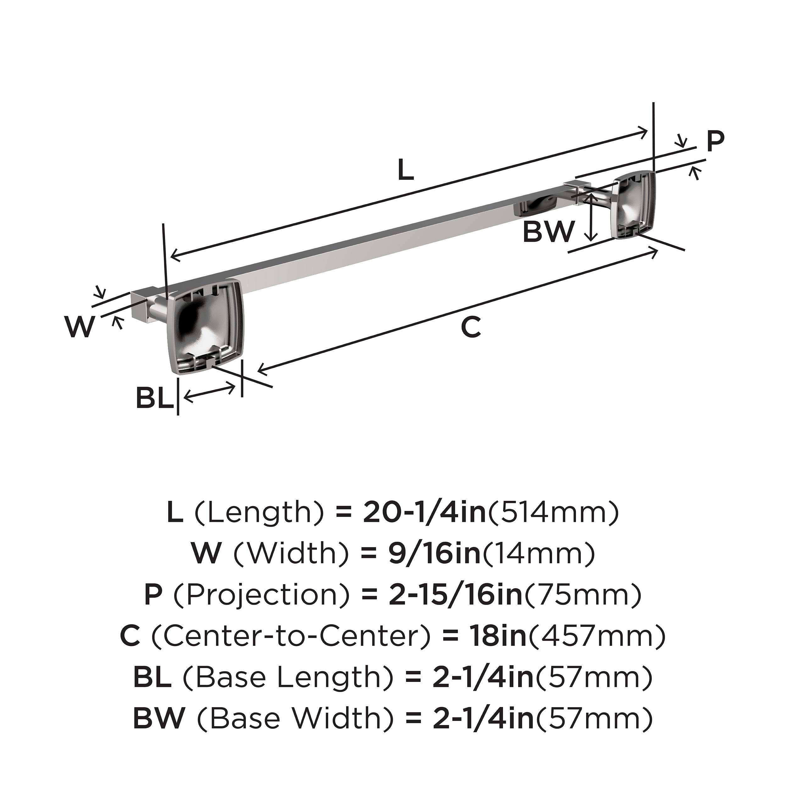 Amerock Stature Chrome 18 inch (457mm) Towel Bar