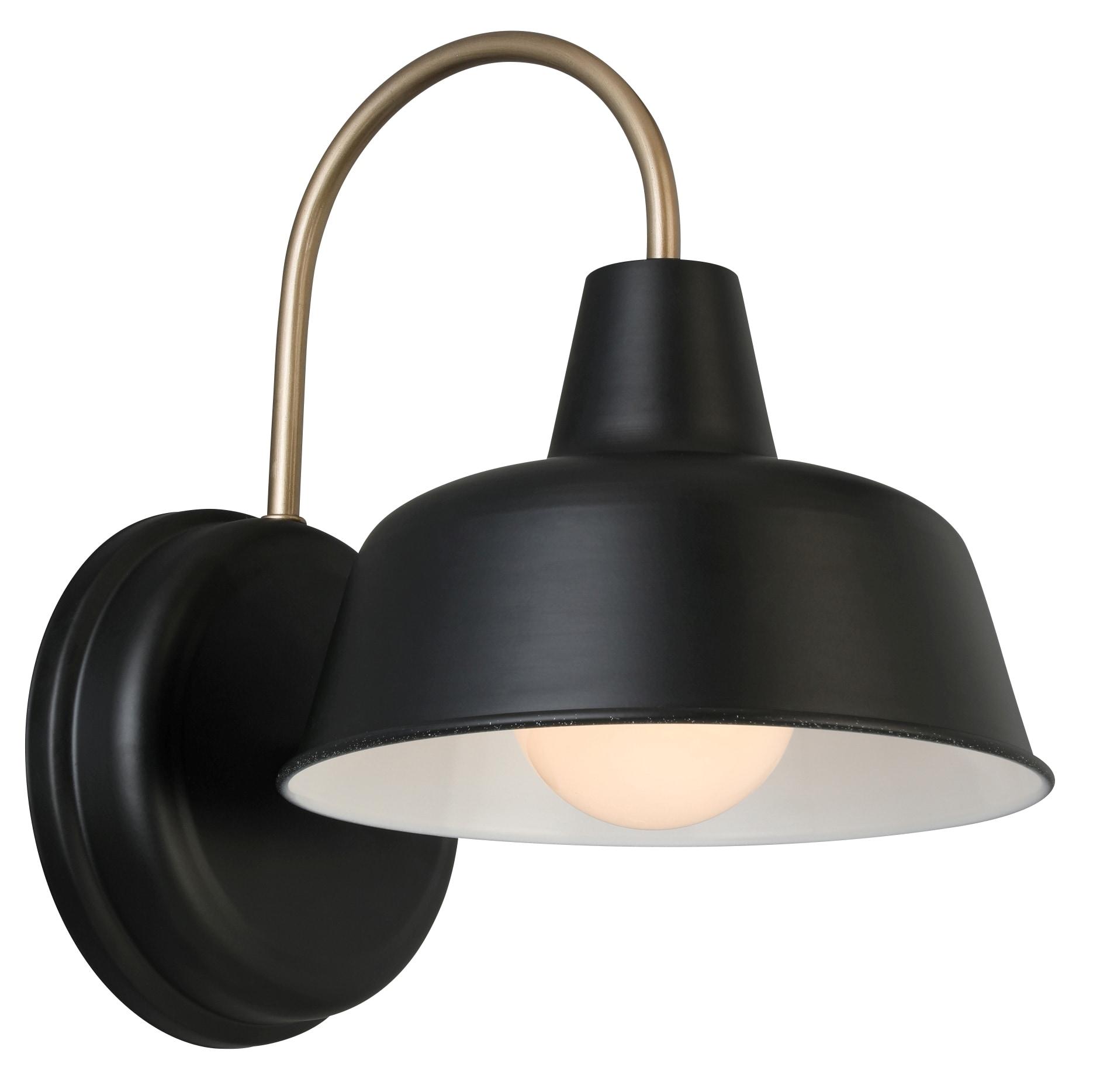 Mason Barn Light Indoor/Outdoor Wall Mount Modern Industrial Farmhouse Design House Wall Light 8-inch Matte Black and Gold