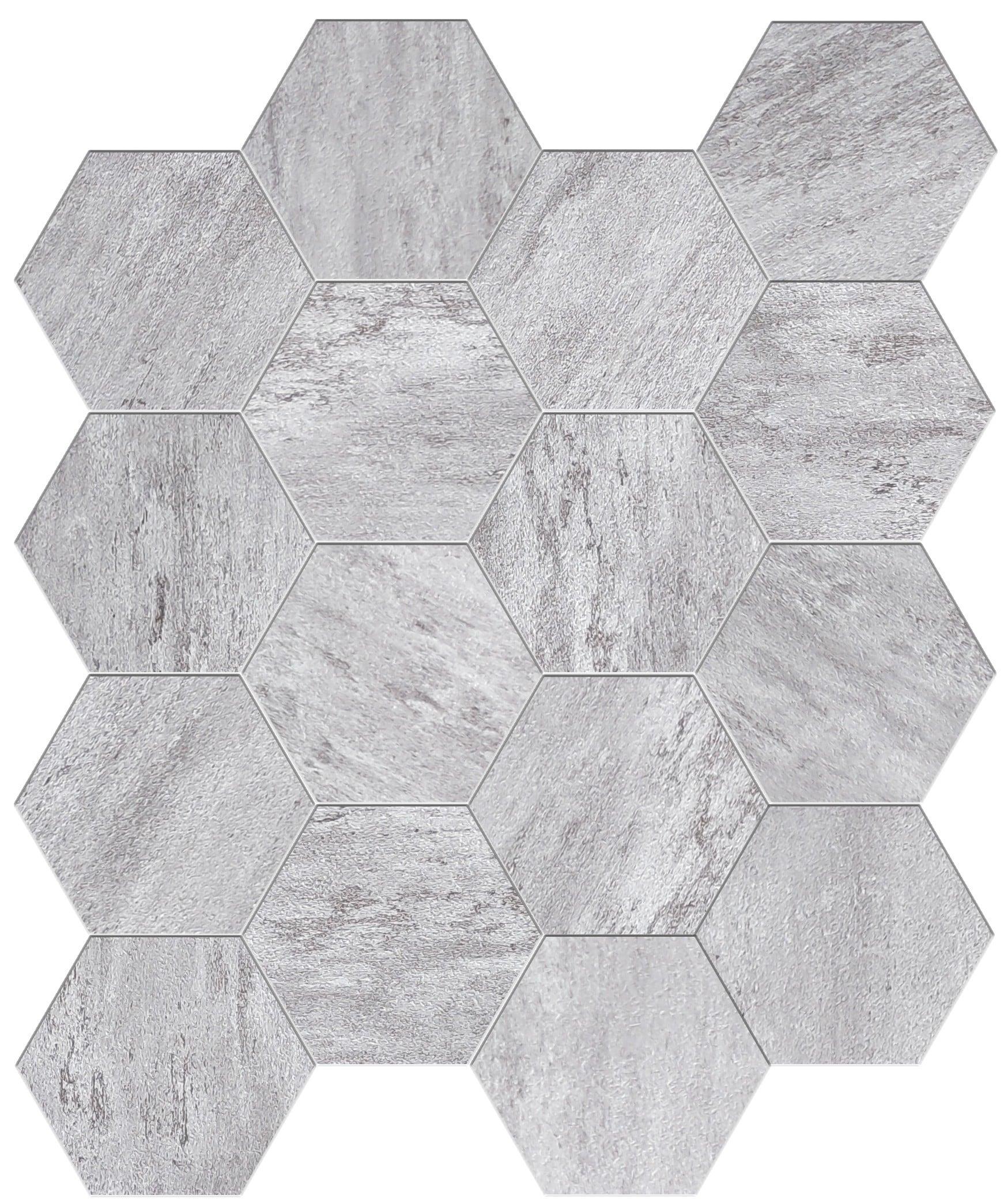 Bex 6" x 6.9" Hexagon Stone Composite Peel & Stick Wall Tile