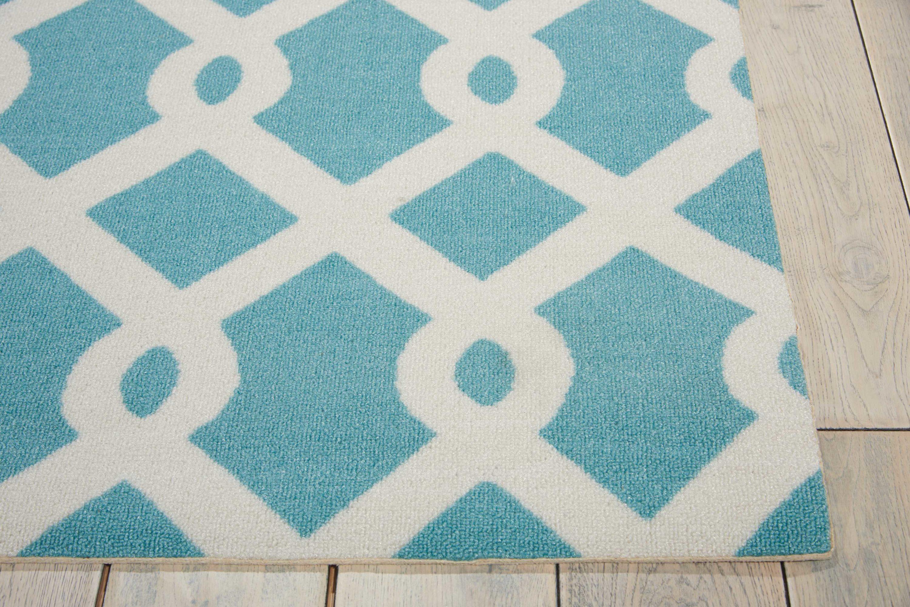 Easterly Geometric Blue/White Outdoor Area Rug