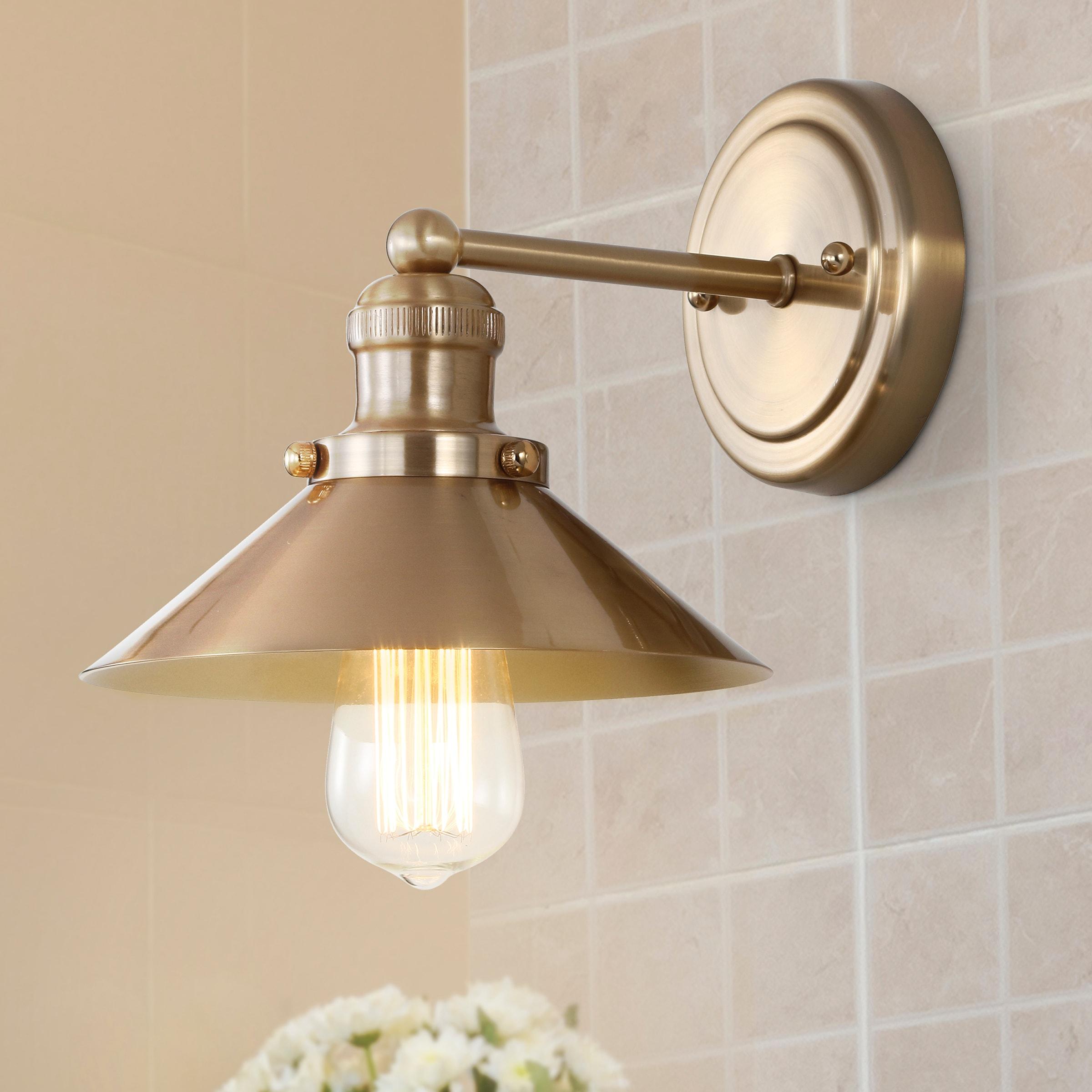 August 7.75 in. Metal Shade Brass Gold Vanity Light