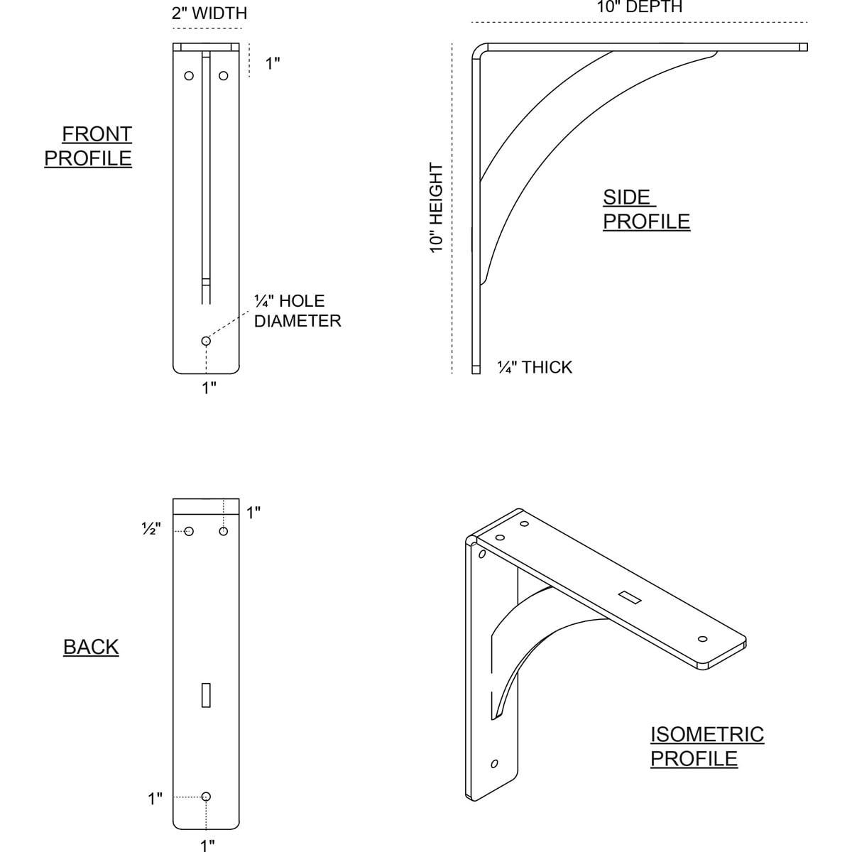 Legacy H 2'' W D Metal Bracket / Corbel