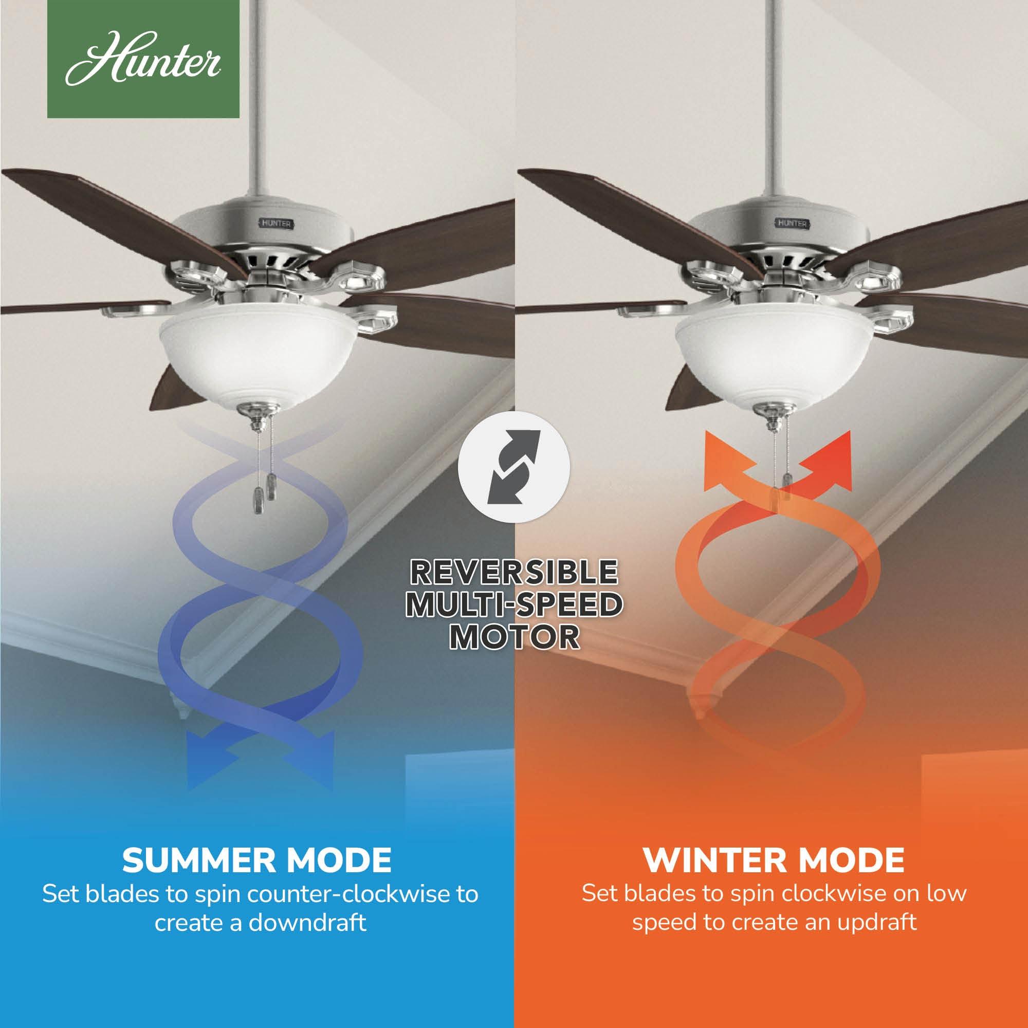 52" Builder Deluxe 5 - Blade Standard Ceiling Fan with Pull Chain and Light Kit Included