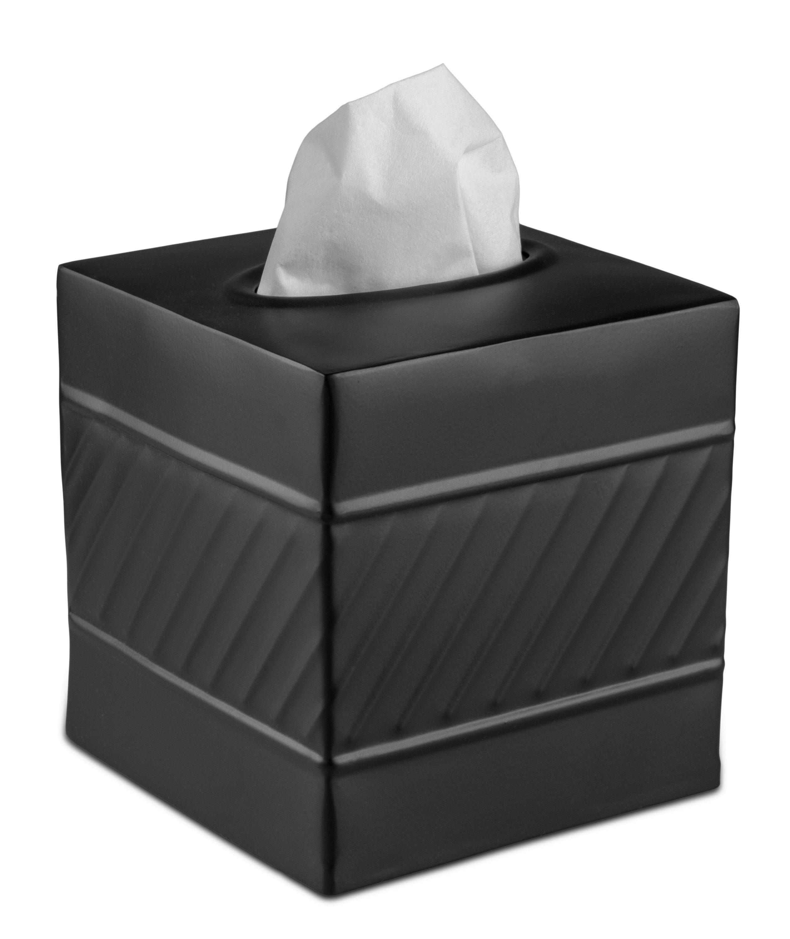 Monarch Abode Tissue Box Cover, Hand Hammered, Metal, Square Tissue Box Holder, Black