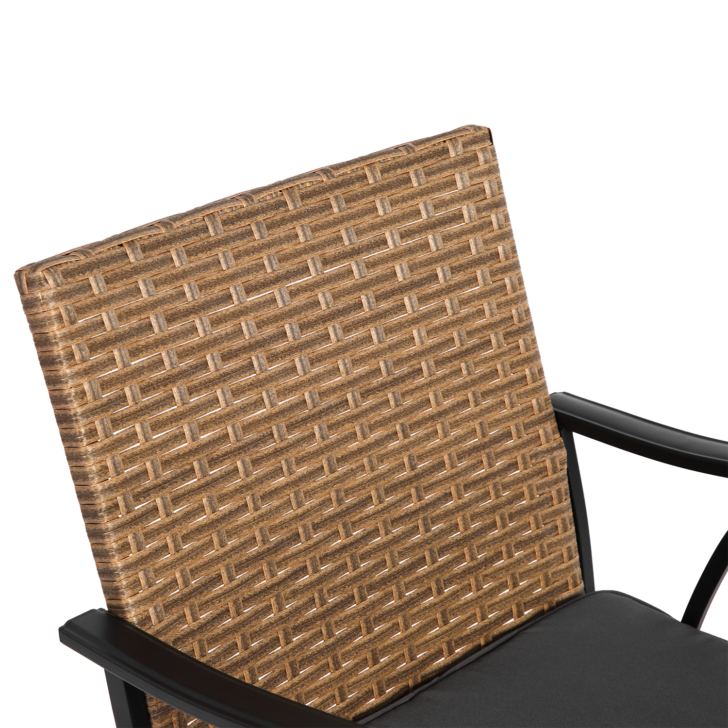 howcoolmall 5 Piece Patio Dining Set for 4, 4 Chairs with Cushions and 1 Square Table with 1.75” Umbrella Hole Outdoor Furniture Set, Black and Brown