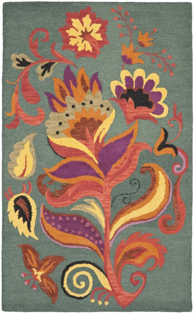 Blossom BLM679 Hand Hooked Area Rug - Blue/Multi - 4'x6' - Safavieh..