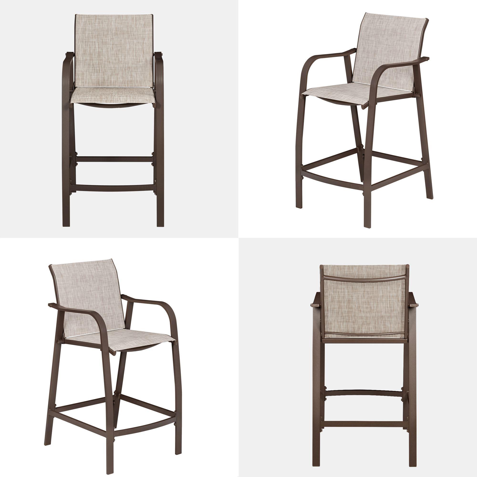 Pellebant Set of 2 Outdoor Counter Height Bar Stools  Aluminum Patio Bar Chairs,Espresso