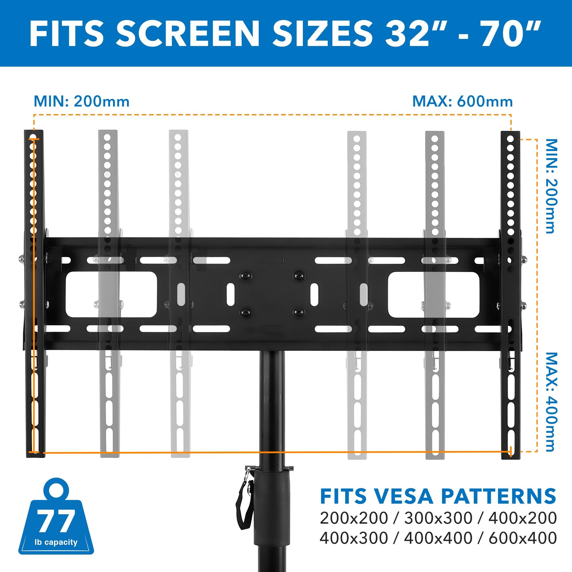 Mount-It! Height Adjustable TV Floor Stand | Universal Pedestal TV Stand For 13 - 42 Inch Screens | For Indoor and Outdoor Portable TV Mount | Black