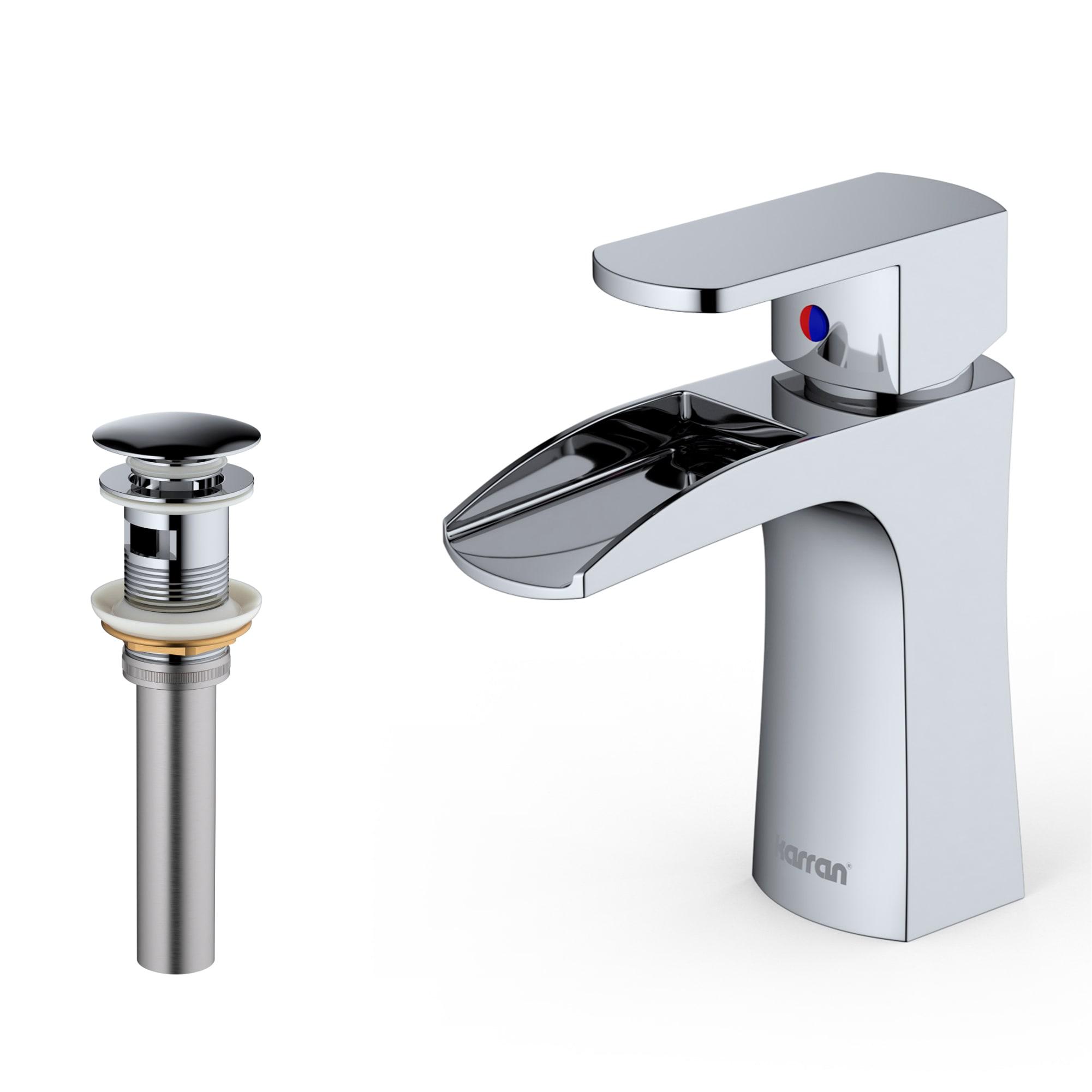 Karran Kassel Single Handle Single Hole Basin Bathroom Faucet With Matching Pop-up Drain