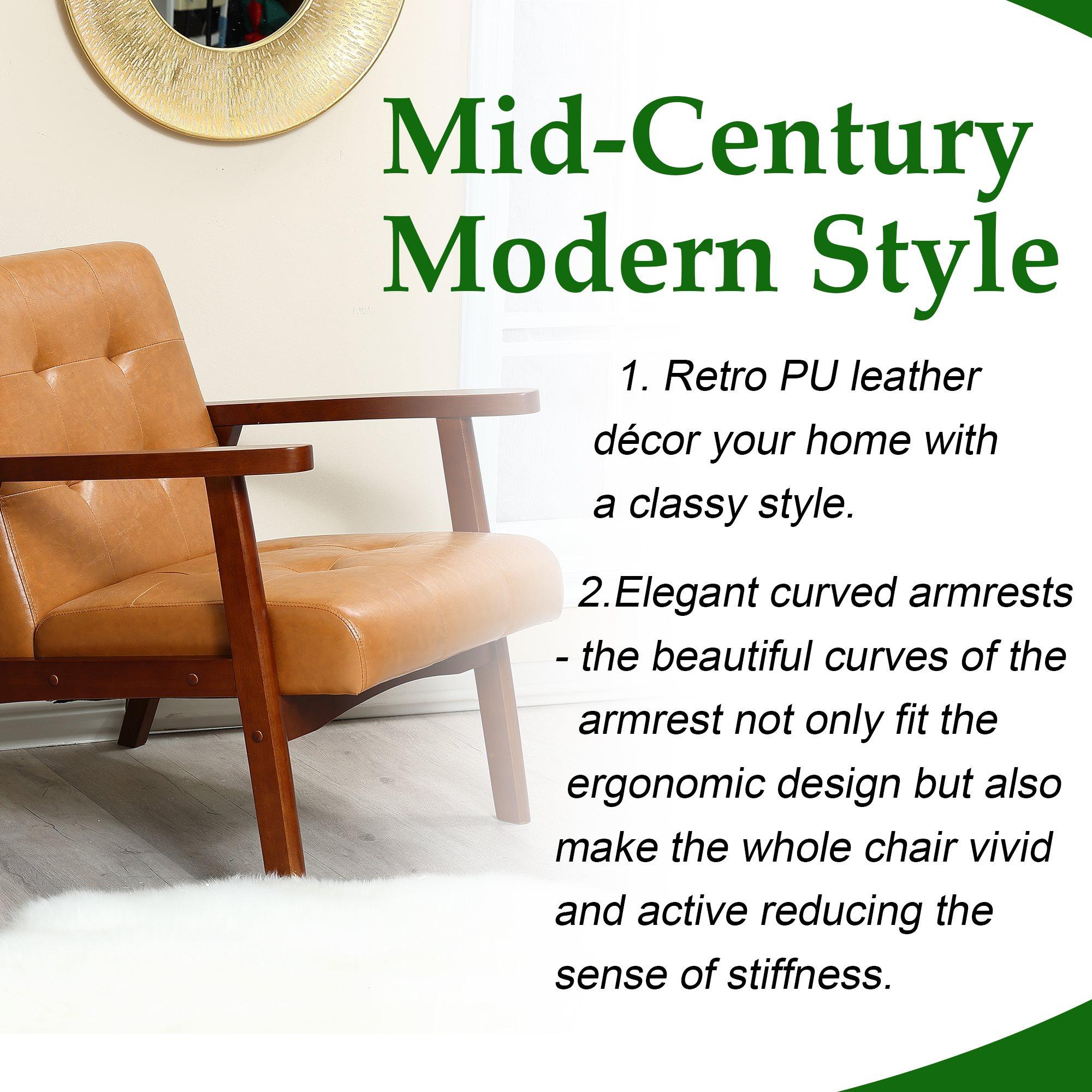 LuxenHome Accent Chair Living Room Upholstered Brown Armchair